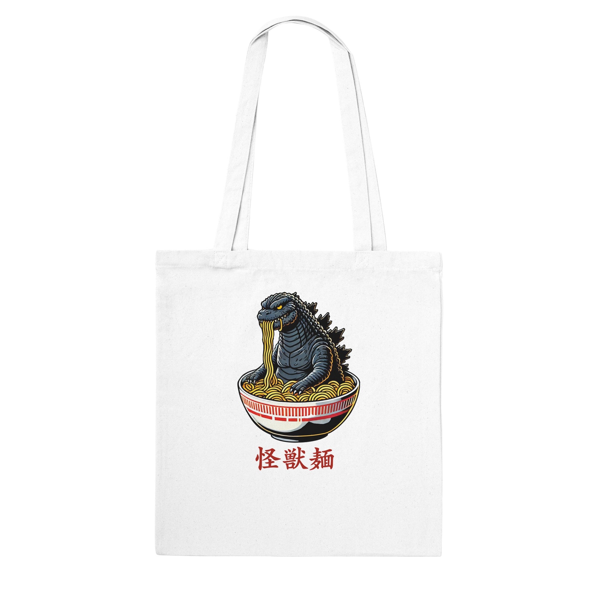 Kaiju Ramen Tote Bag, pop culture bag, Godzilla Tote Bag, Japanese Design Tote, Eco-Friendly, Cartoon Monster Design, 100% Cotton - Rampage Design Studio
