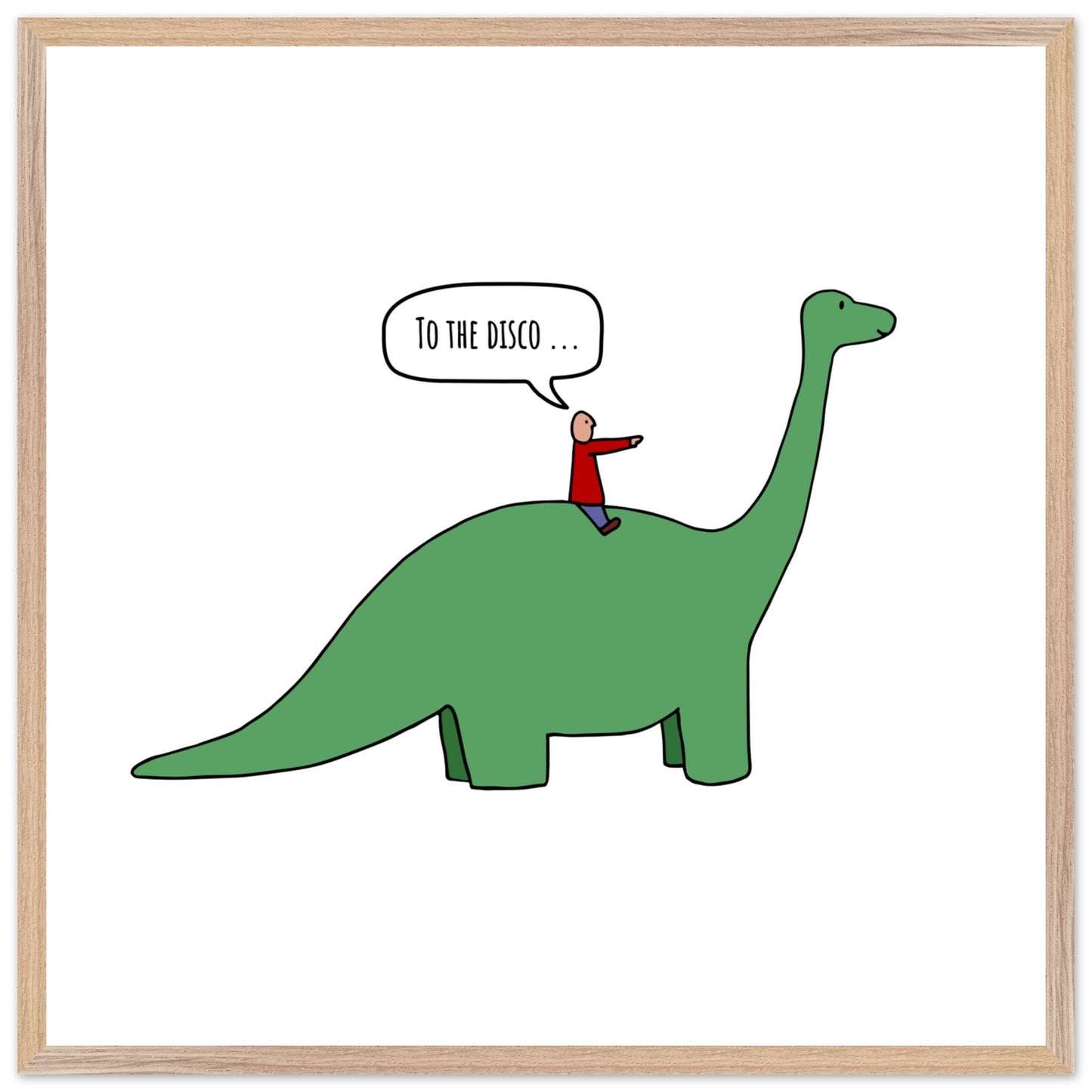 Funny Dinosaur Framed Poster, To The Disco, Dance Themed Art, Music Art, Dinosaur Art, Cartoon Decor, Ready-to-Hang, Sustainable Wood Frame, Perfect for Kids' Rooms - Rampage Design Studio