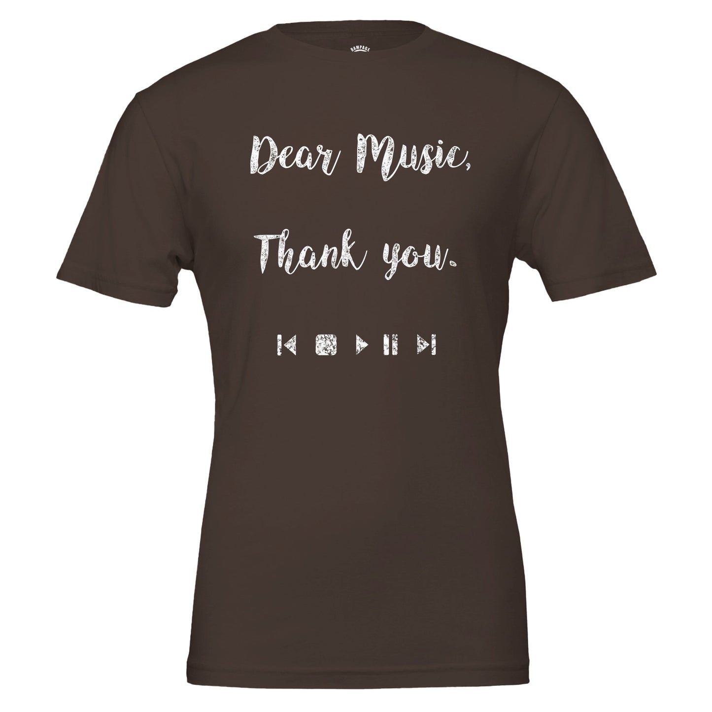 Dear Music, Thank You T-Shirt, Music Lovers Tee, Message for music, Soft Cotton, DTG Ready, Unisex Fit - Rampage Design Studio
