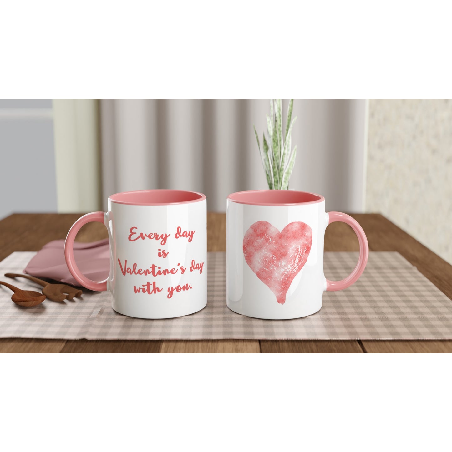 Everyday is Valentine's Day Mug – Ceramic 11oz with Watercolor Heart Design - Rampage Design Studio