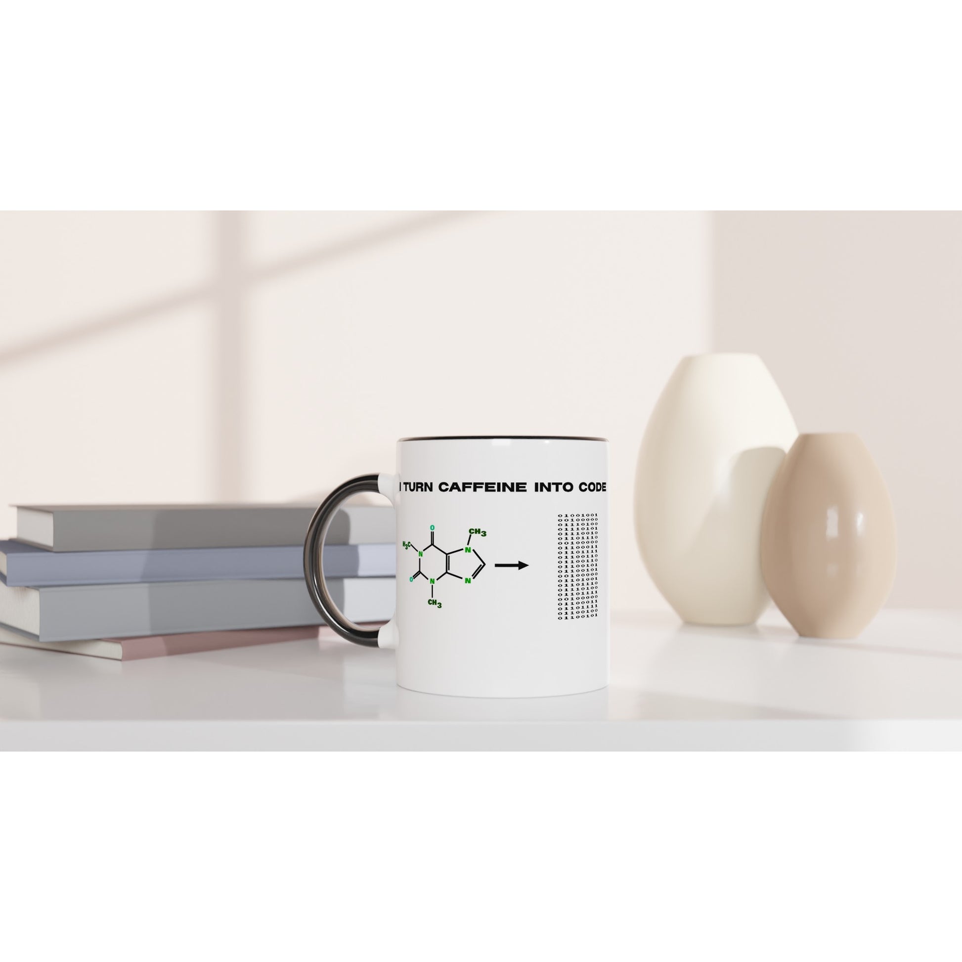 Geeky Caffeine Molecule Mug for Programmers, Science Coffee Lover Gift, Molecular Caffeine Mug, Geeky Chemistry Design, Funny Programmers Mug - Rampage Design Studio