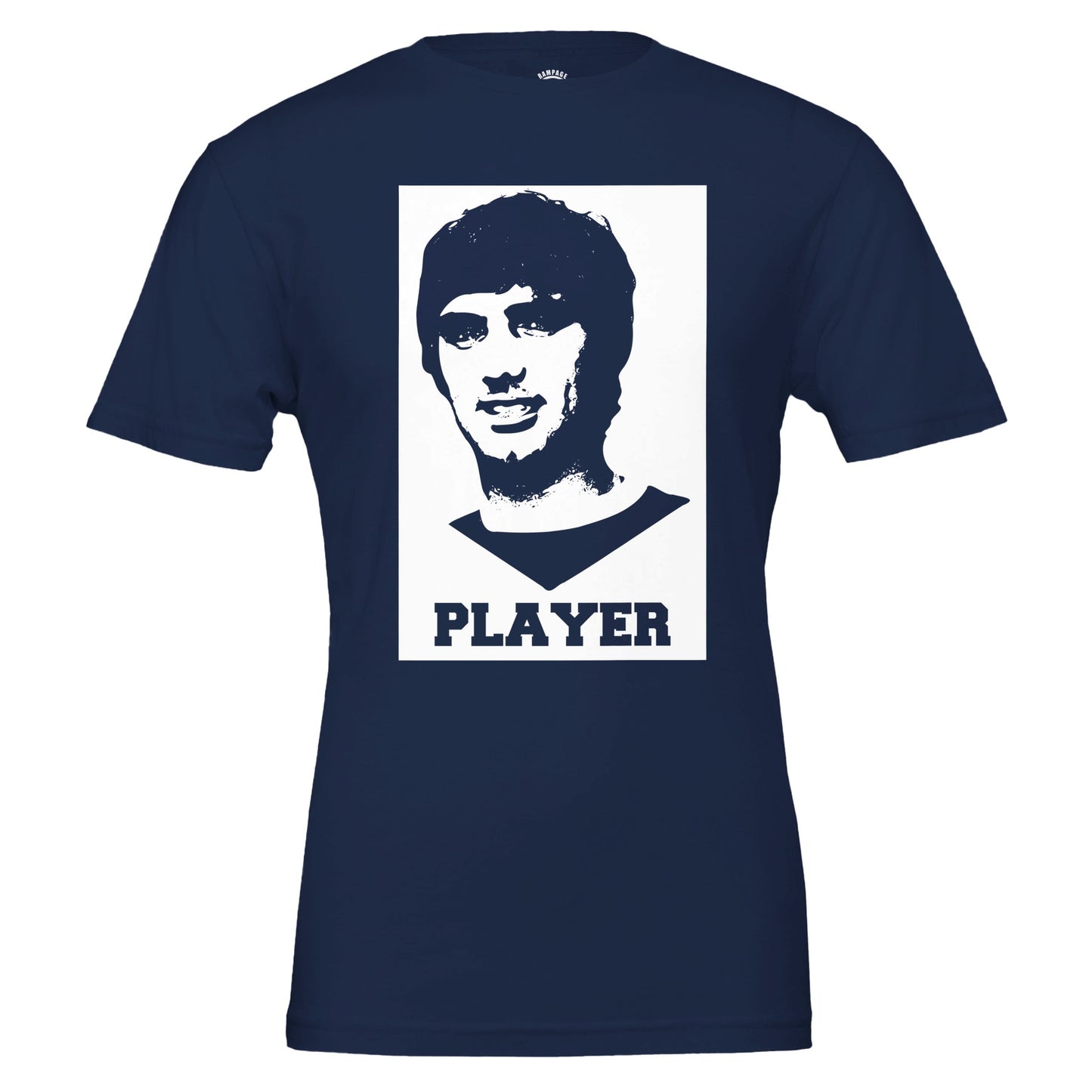 Player - George Best Premium Unisex Crewneck T-shirt - Rampage Design Studio