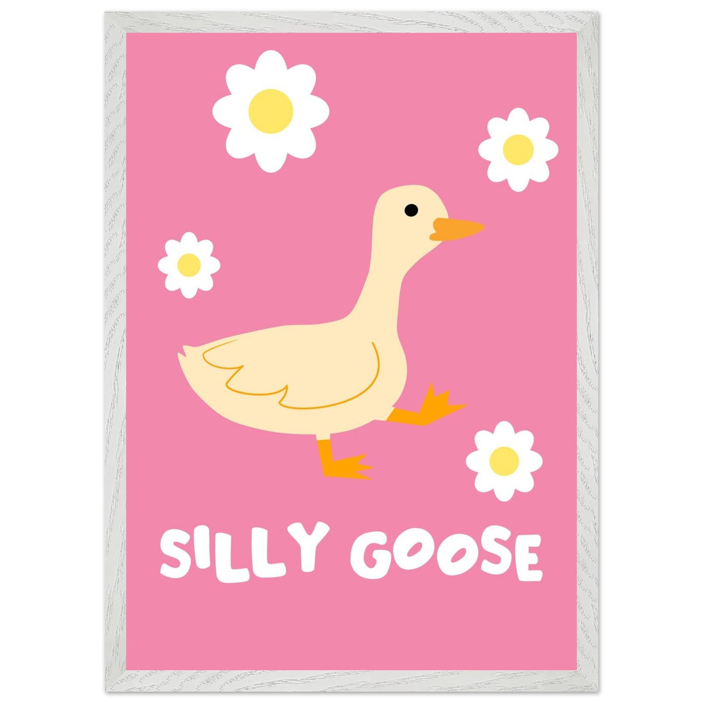 Silly Goose Wall Art – Cute Goose Print – Funny Animal Poster – Whimsical Nursery Decor – Pink Goose Illustration – Playful Gift Idea - Rampage Design Studio
