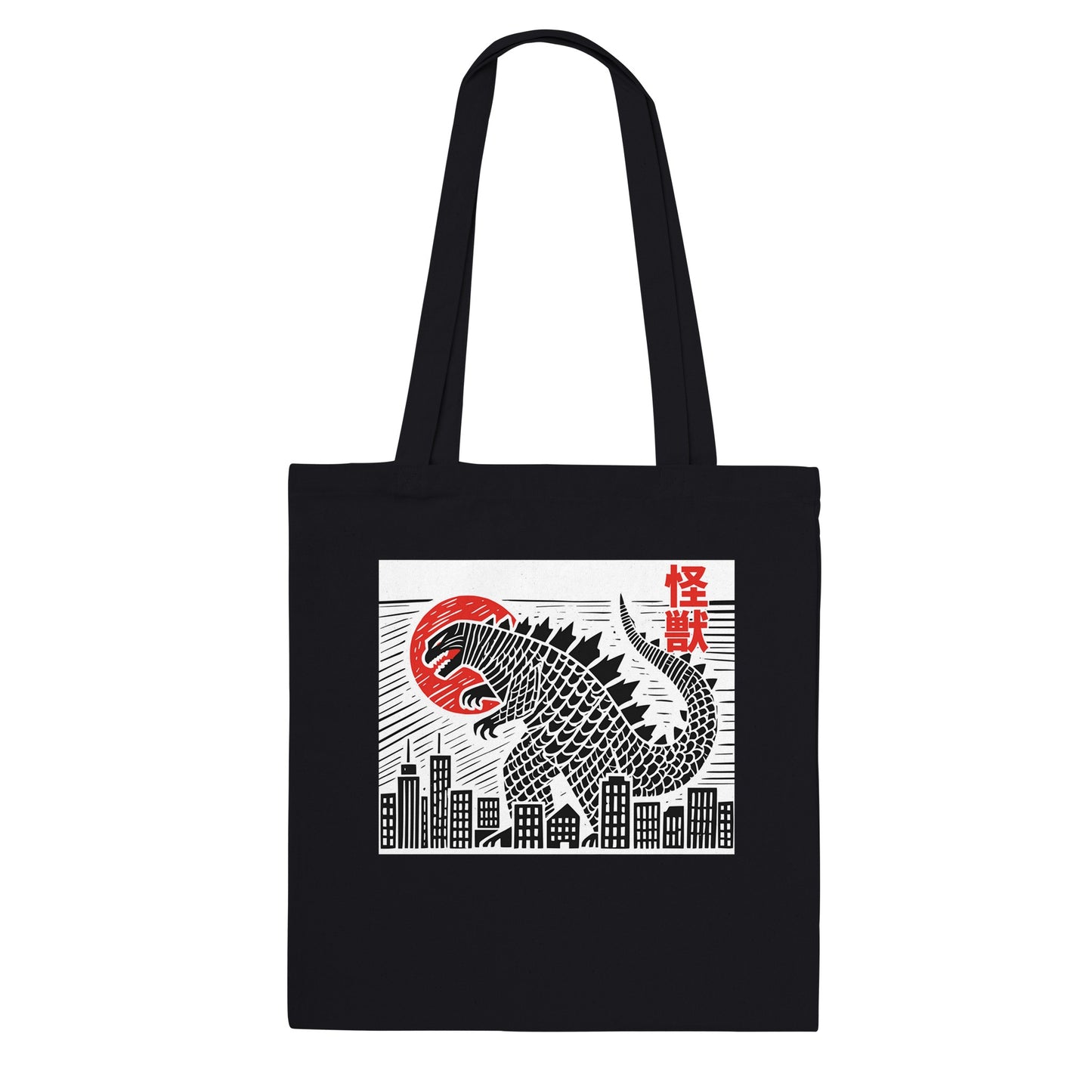 Kaiju Tote Bag - Godzilla-Inspired Japanese Print Canvas Bag, Eco-Friendly, 10L Capacity - Rampage Design Studio
