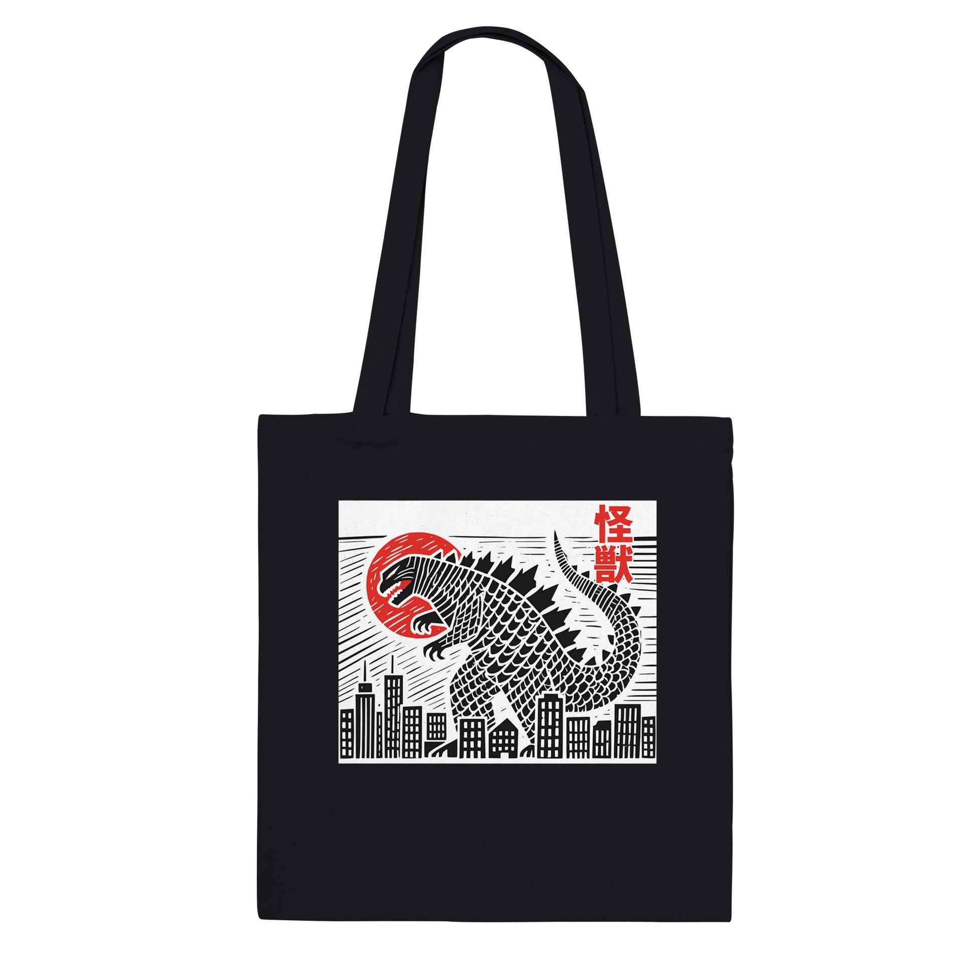 Kaiju Tote Bag - Godzilla-Inspired Japanese Print Canvas Bag, Eco-Friendly, 10L Capacity - Rampage Design Studio