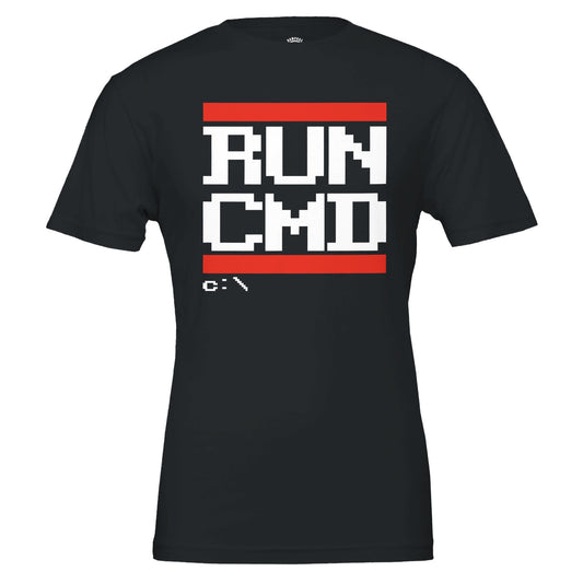 Run CMD T-Shirt - Funny Geek Shirt - Retro Computer Tee - Programmer Gift - IT Tech Nerd Shirt - Developer Coding Tee - Rampage Design Studio