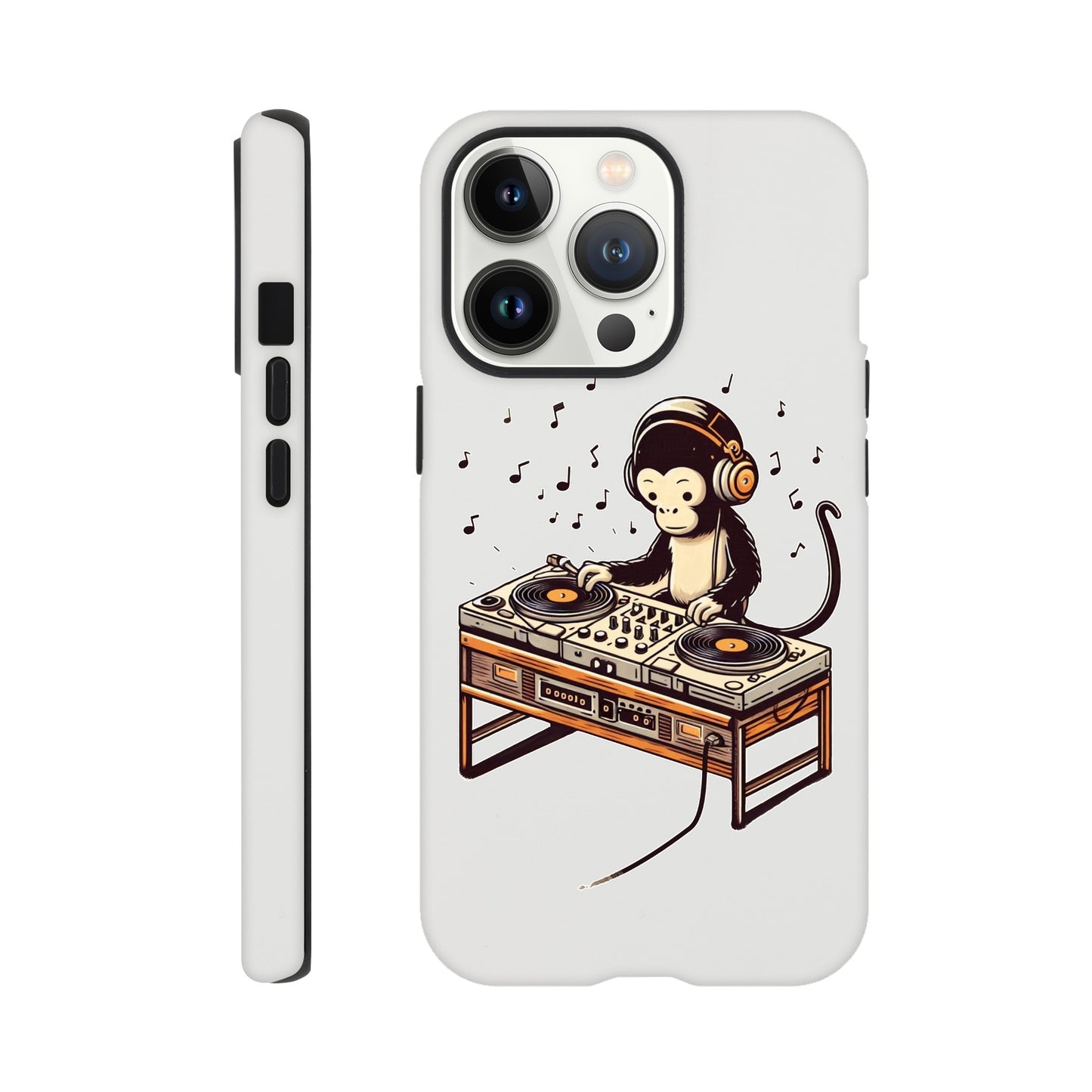 Monkey DJ iPhone Case, Monkey phone case, Durable Dual-Layer, tough iphone case, Glossy Finish, Fun Design - Rampage Design Studio