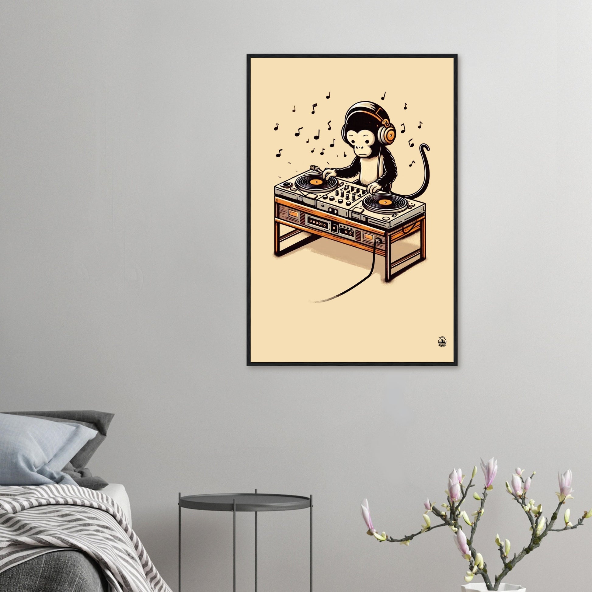 Monkey DJ Premium Matte Paper Wooden Framed Poster - Rampage Design Studio