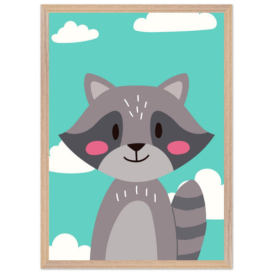 Personalized Kids Room Decor Cute Raccoon Children's Wall Art - Rampage Design Studio