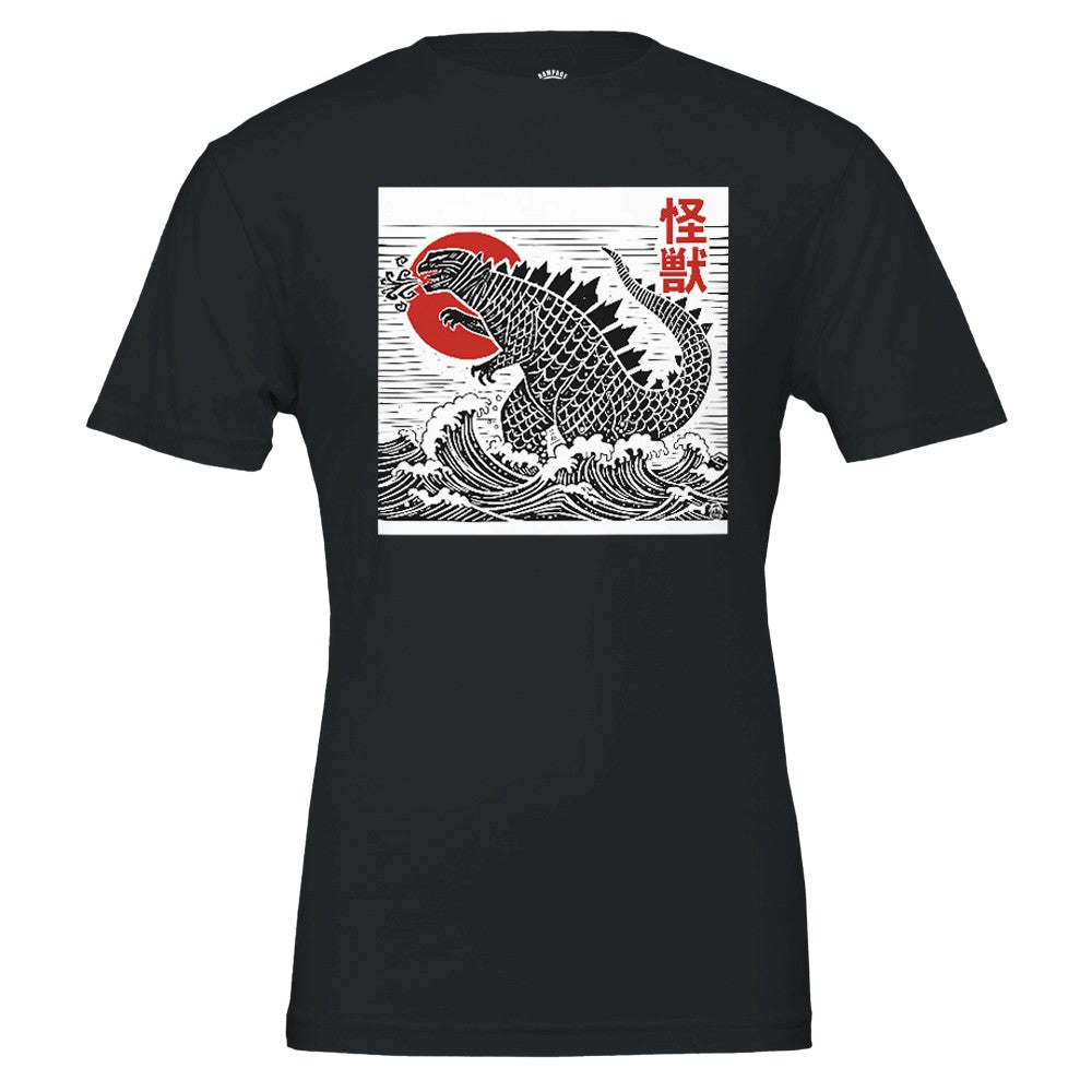 Sea Kaiju Japanese Monster Wave T-Shirt - Rampage Design Studio