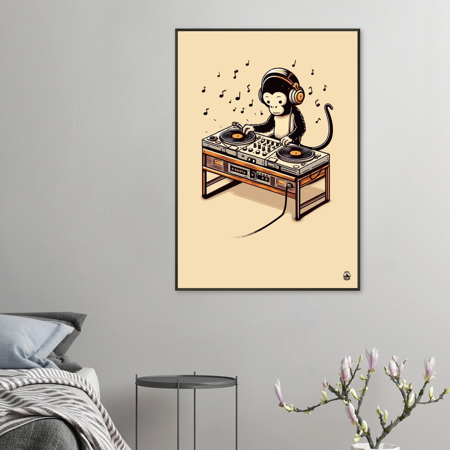 Monkey DJ Premium Matte Paper Metal Framed Poster - Rampage Design Studio