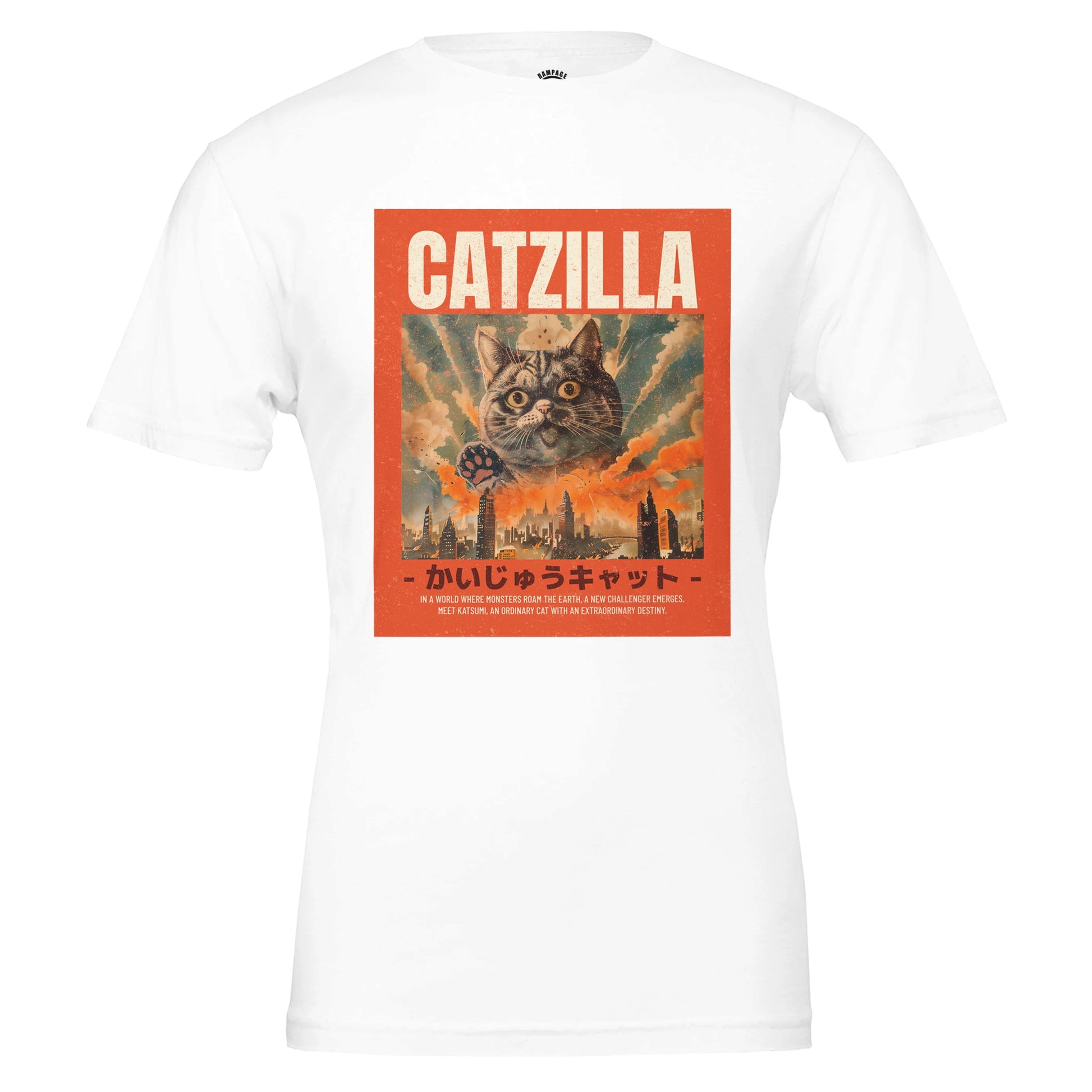 CATZILLA T-Shirt – Classic Kaiju Inspired Design, Soft & Eco-Friendly Cotton - Rampage Design Studio