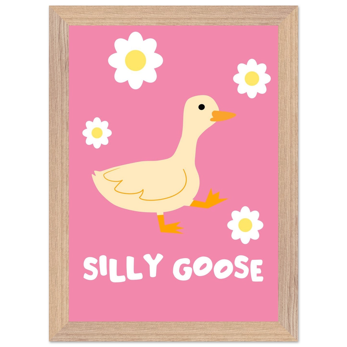 Silly Goose Wall Art – Cute Goose Print – Funny Animal Poster – Whimsical Nursery Decor – Pink Goose Illustration – Playful Gift Idea - Rampage Design Studio