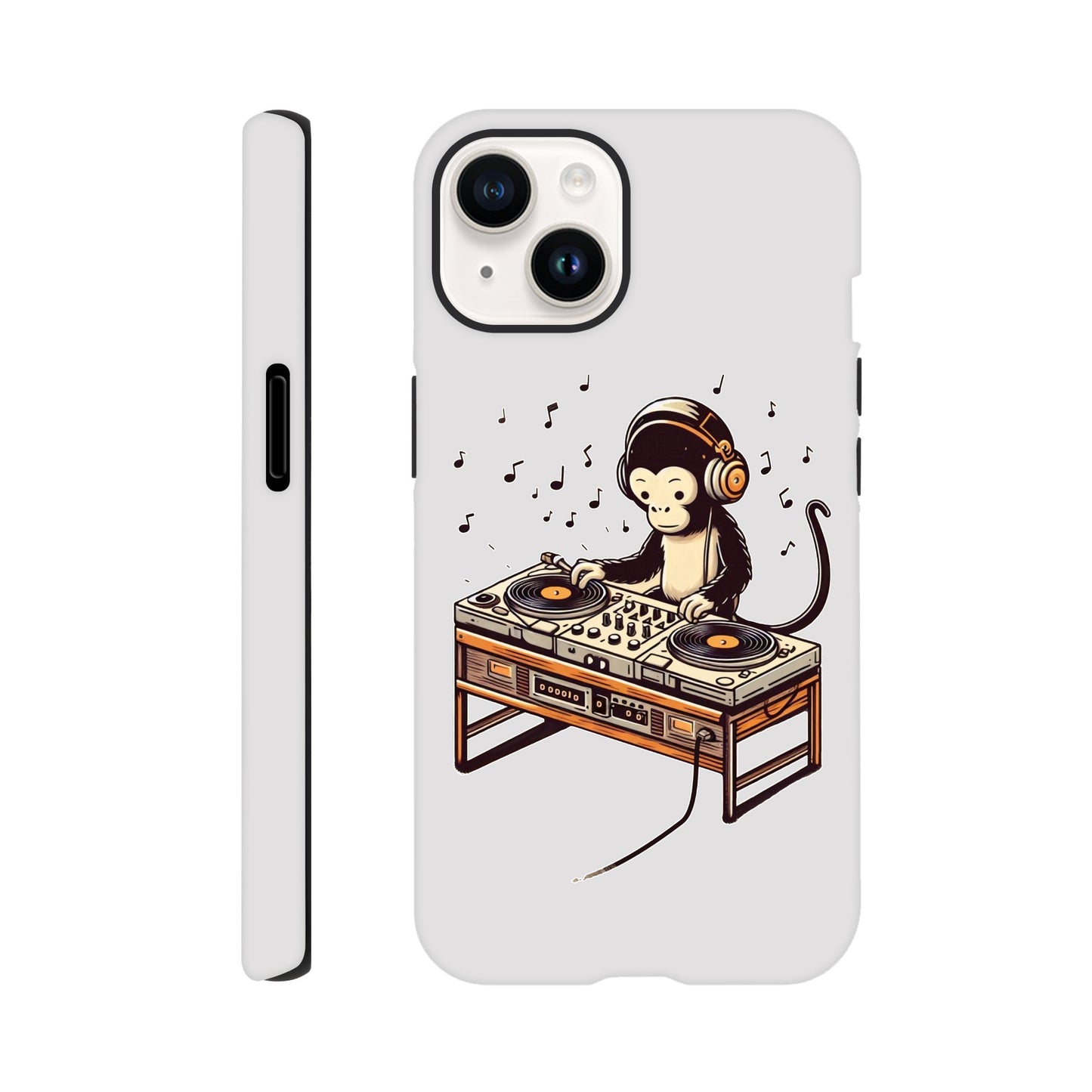 Monkey DJ iPhone Case, Monkey phone case, Durable Dual-Layer, tough iphone case, Glossy Finish, Fun Design - Rampage Design Studio