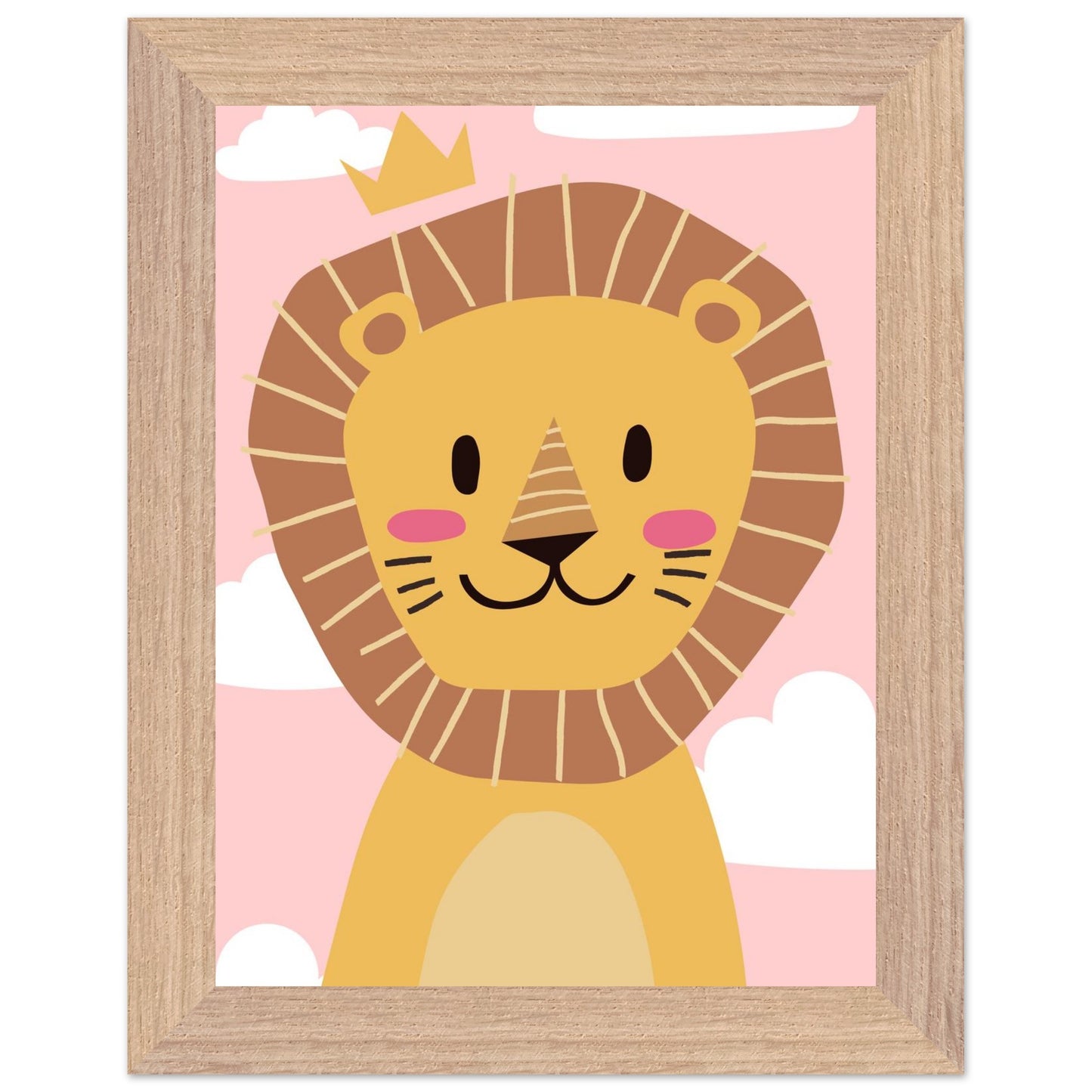 Personalised Childrens Wall Art Cute Cartoon Lion Framed Poster - Rampage Design Studio