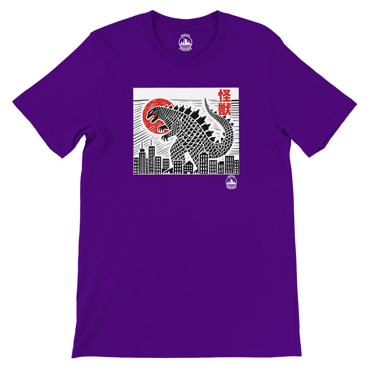 Japanese Style Kaiju Godzilla T-Shirt – Soft Cotton, DTG Print Ready, Unisex Fit - Rampage Design Studio