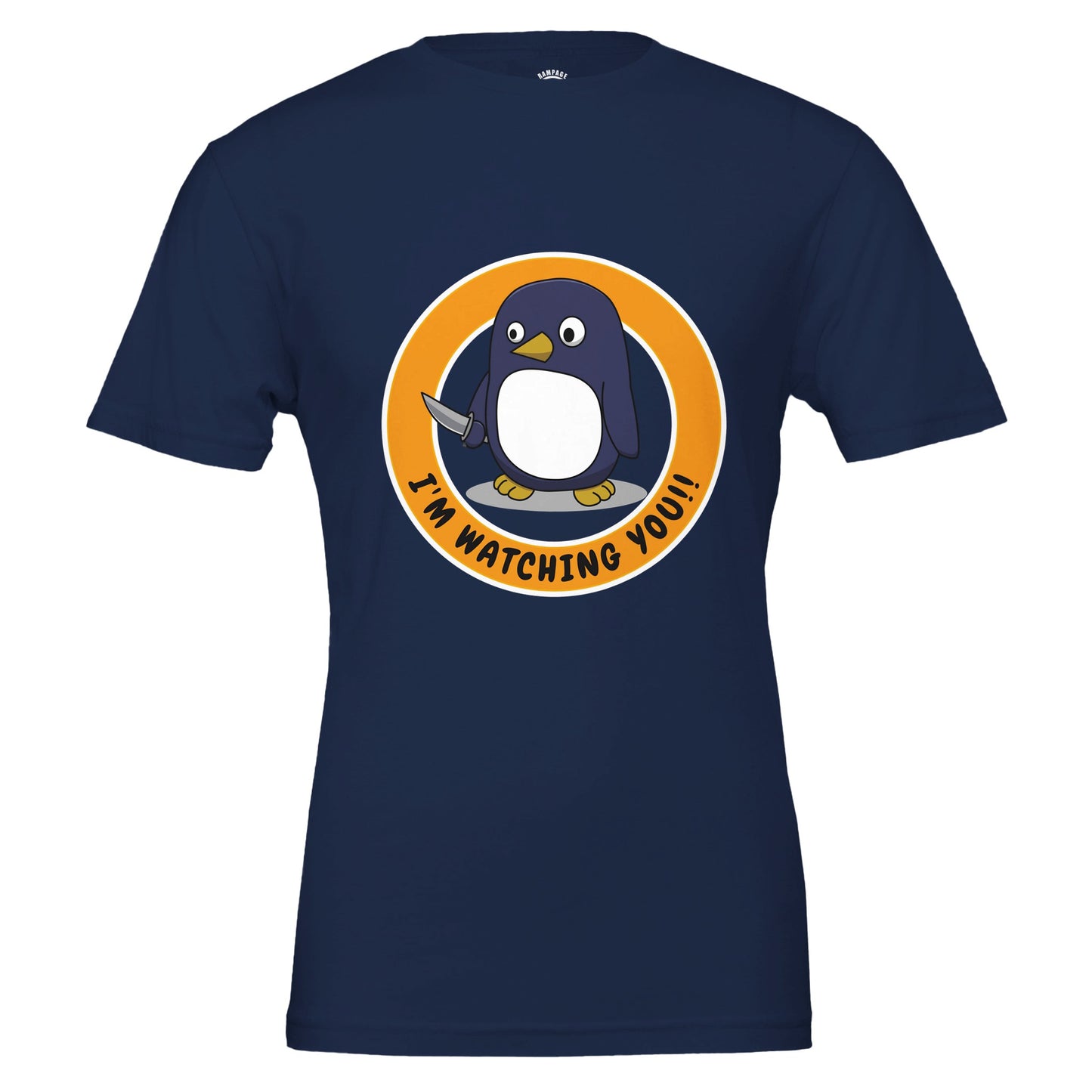 Sinister Penguin T-Shirt – I'm Watching You! – Unisex Soft Cotton Tee - Rampage Design Studio