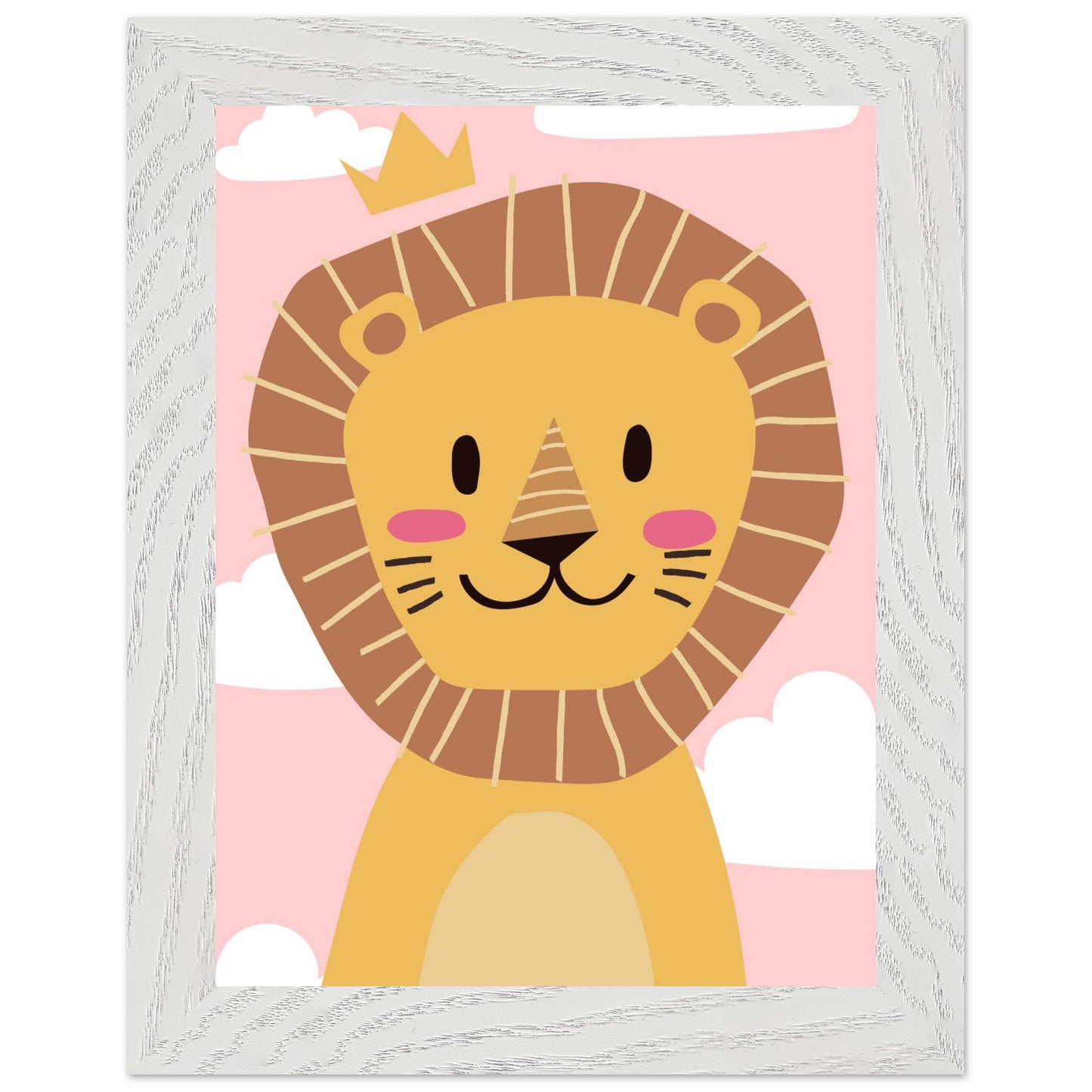 Personalised Childrens Wall Art Cute Cartoon Lion Framed Poster - Rampage Design Studio