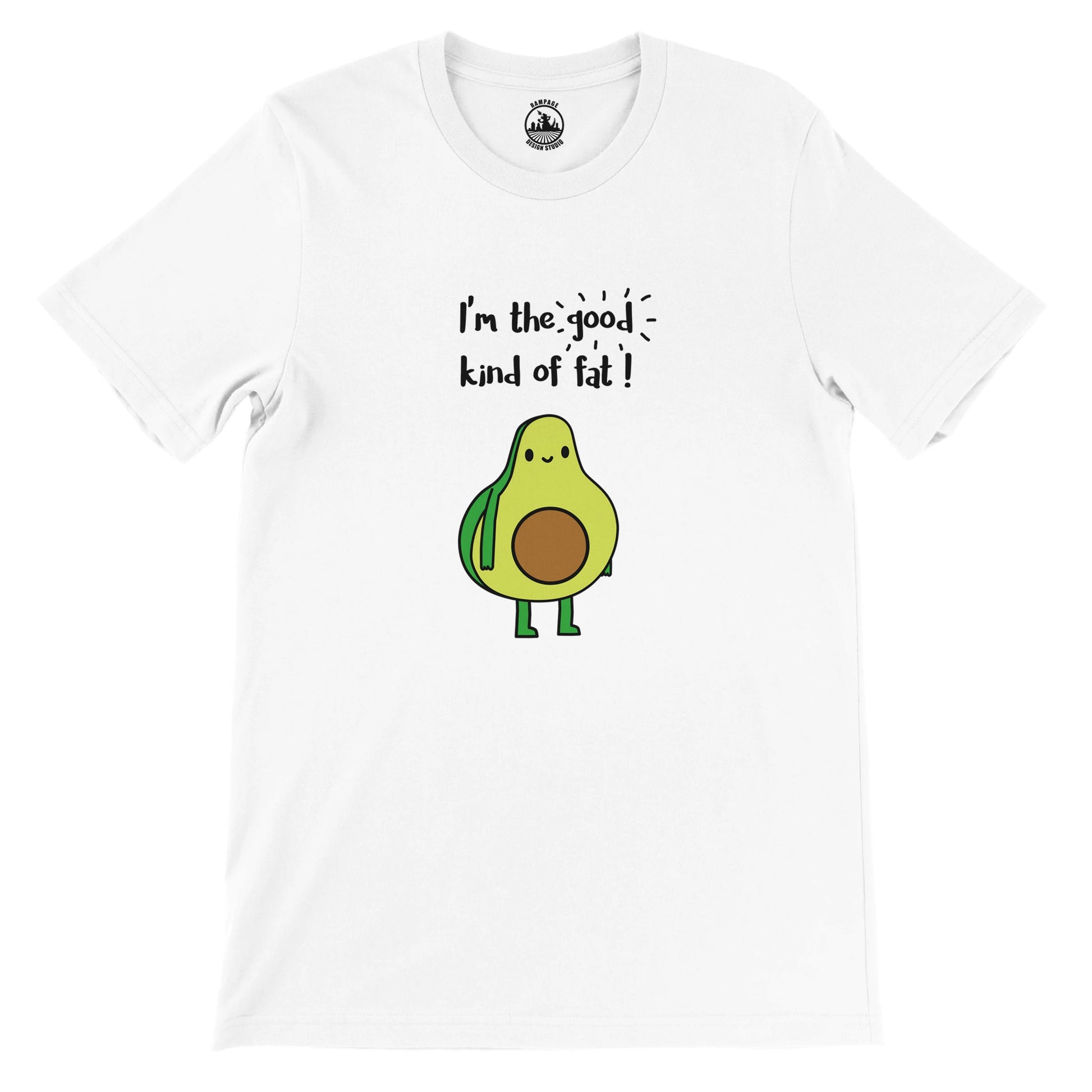 Funny Avocado T-Shirt – “The Good Kind of Fat” Pun Shirt - Rampage Design Studio