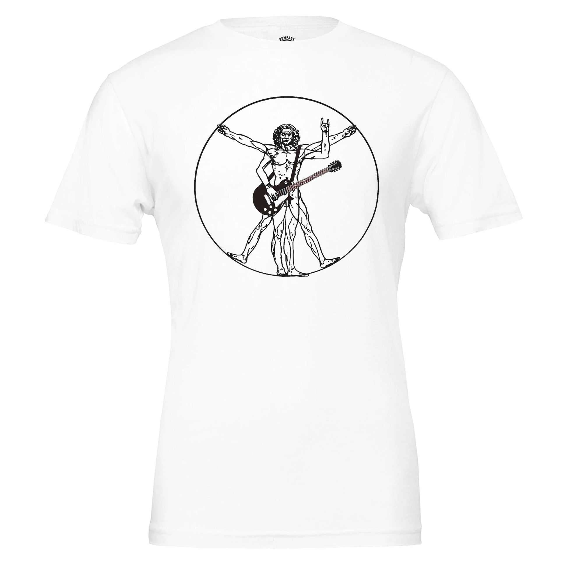 Rock Guitar Vitruvian Man T-Shirt - Rampage Design Studio