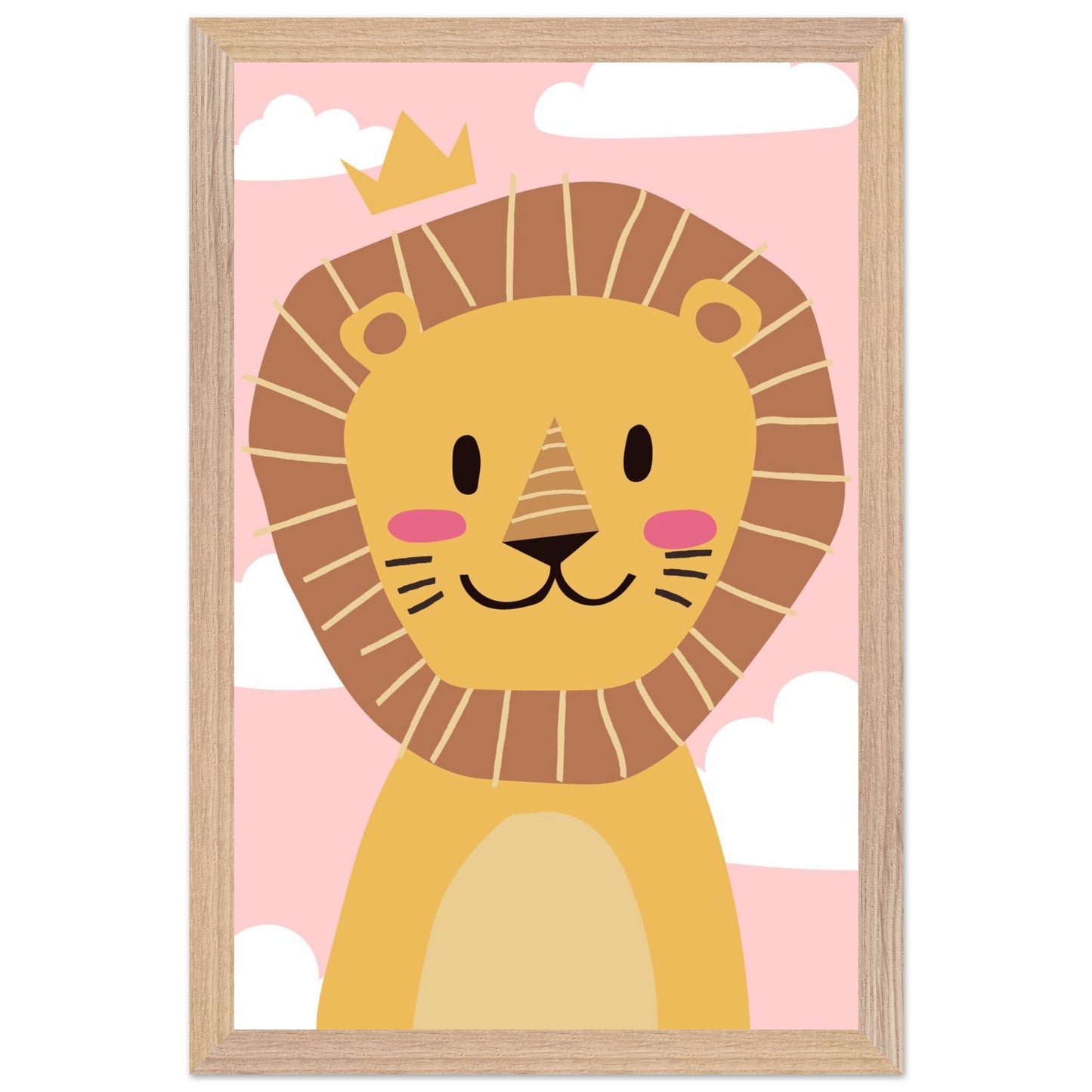 Personalised Childrens Wall Art Cute Cartoon Lion Framed Poster - Rampage Design Studio