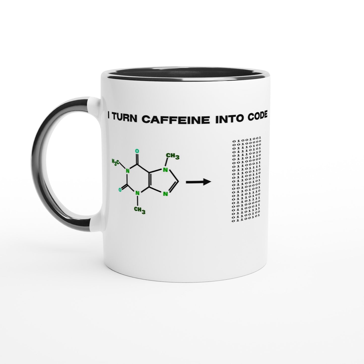 Geeky Caffeine Molecule Mug for Programmers, Science Coffee Lover Gift, Molecular Caffeine Mug, Geeky Chemistry Design, Funny Programmers Mug - Rampage Design Studio