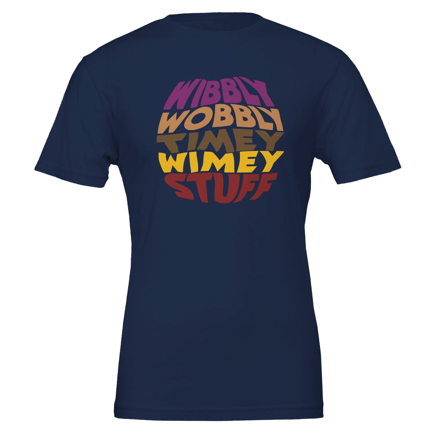 Doctor Who Quote T-Shirt - 'Wibbly Wobbly Timey Wimey Stuff' in Scarf Colors - Rampage Design Studio