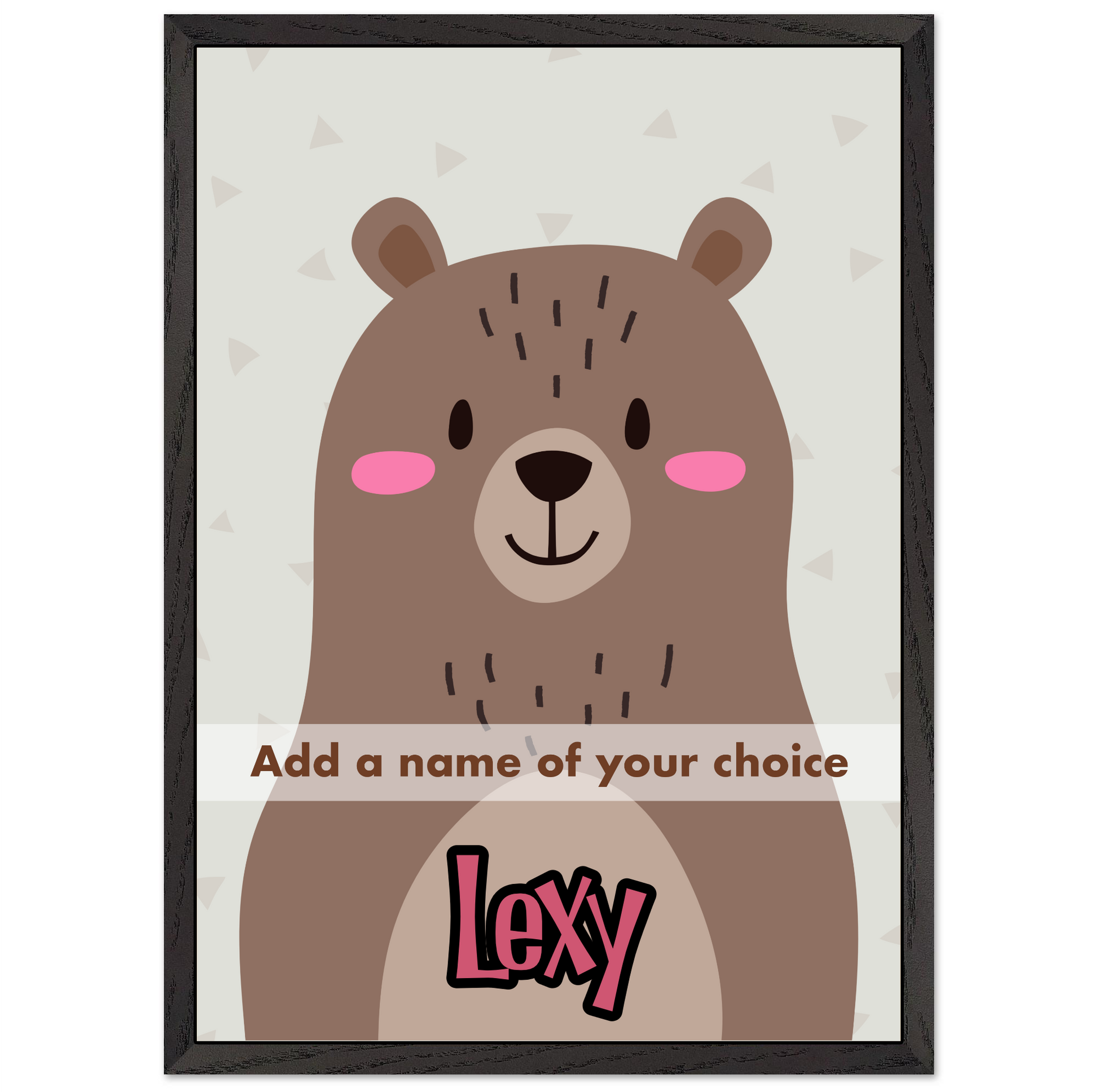 Personalized Kids Room Art Cute Bear Illustration Personalized Mounted-Framed Poster for Kids Room - Rampage Design Studio