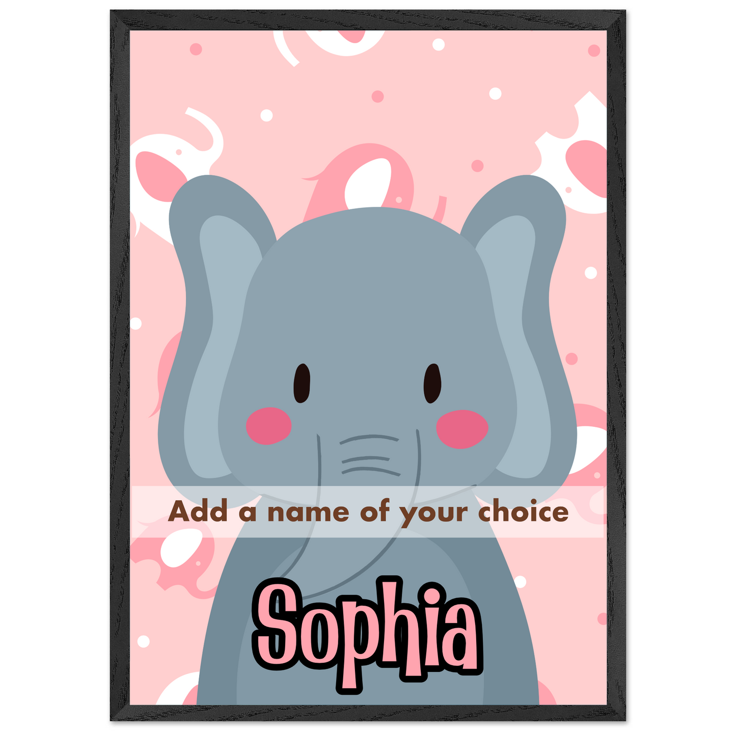 Personalized Elephant Wall Art Safari Nursery Print Cute Baby Room Decor - Rampage Design Studio