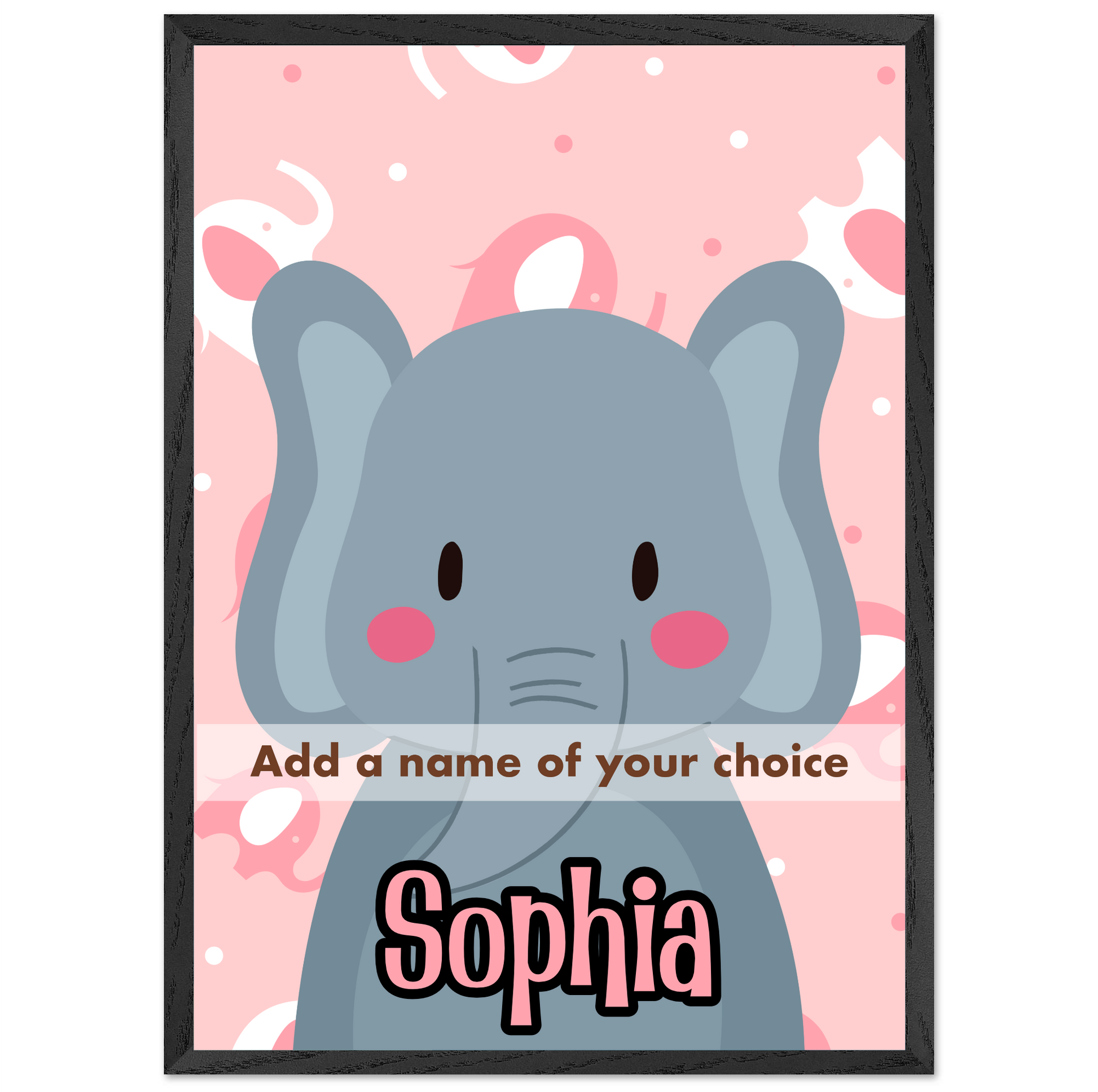 Personalized Elephant Wall Art Safari Nursery Print Cute Baby Room Decor - Rampage Design Studio