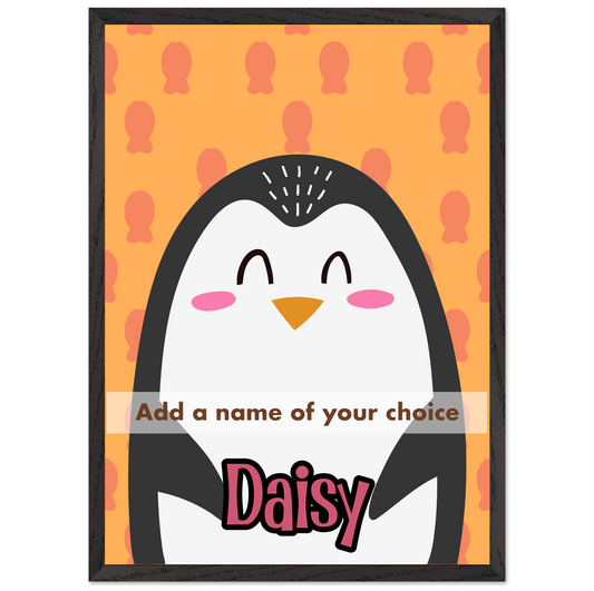 Personalized Kids Wall Decor Happy Penguin Wall Art - Rampage Design Studio