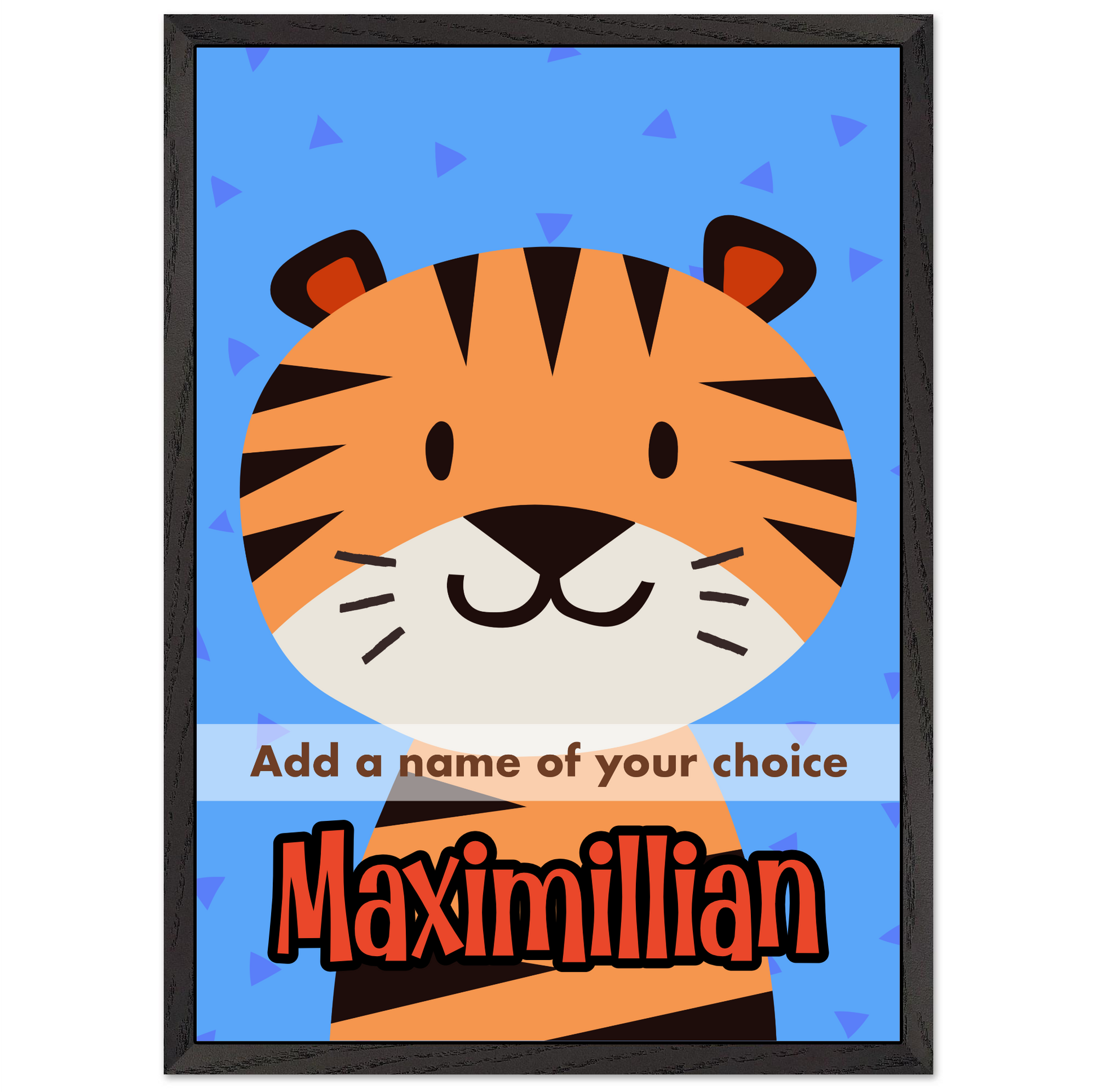 Personalised Childrens Wall Art Cute Cartoon Tiger Framed Poster - Rampage Design Studio