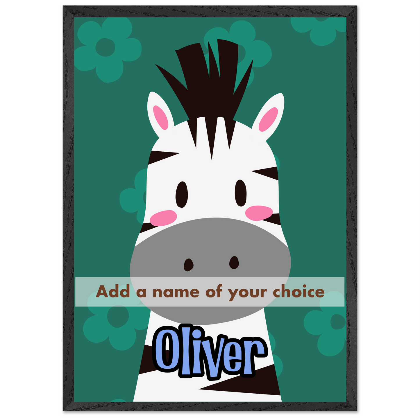 Personalized Zebra Wall Art Jungle Nursery Print - Rampage Design Studio