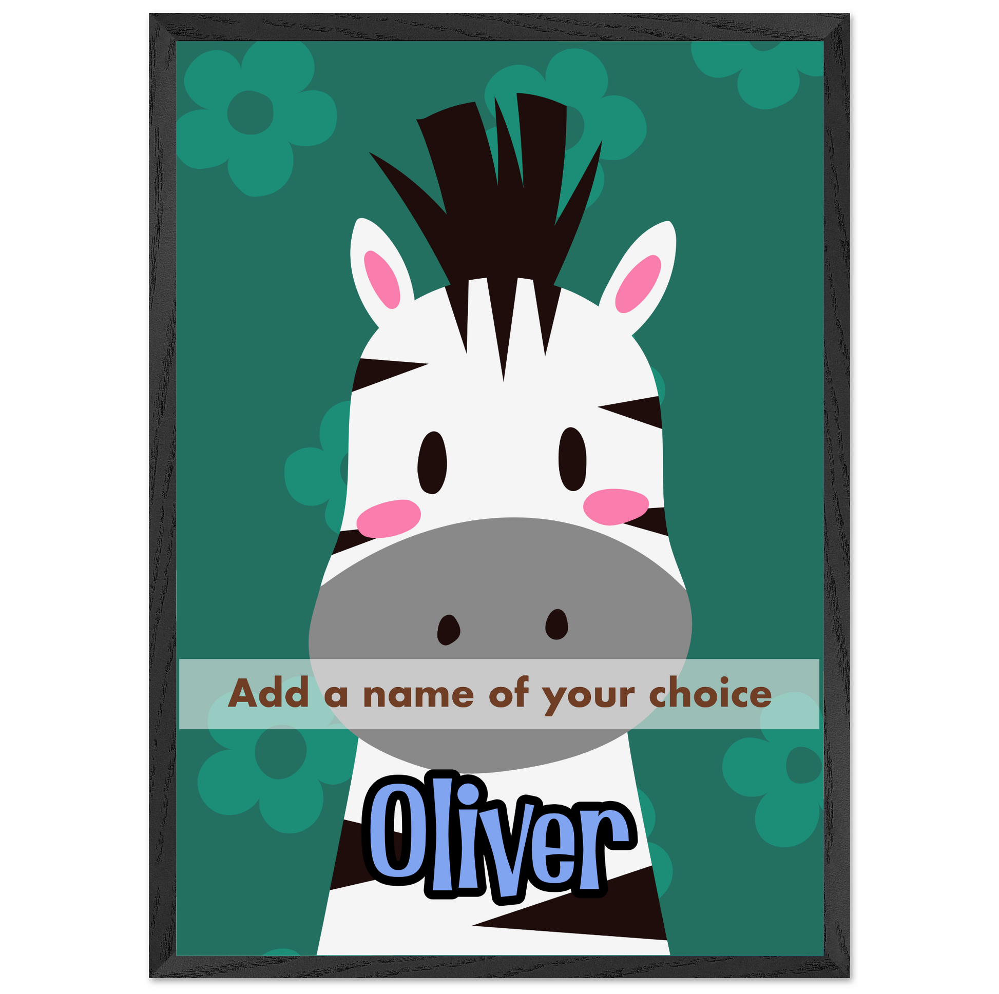 Personalized Zebra Wall Art Jungle Nursery Print - Rampage Design Studio