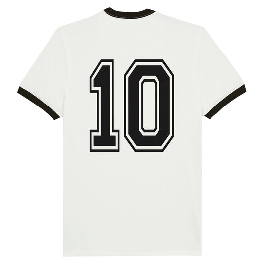 Addict - Diego Maradona Unisex Ringer T-shirt White and Black - Rampage Design Studio