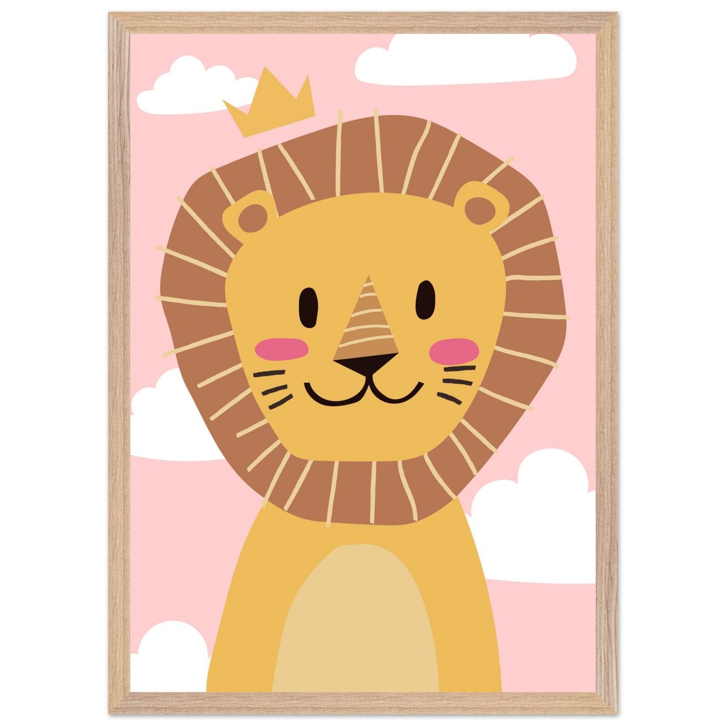 Personalised Childrens Wall Art Cute Cartoon Lion Framed Poster - Rampage Design Studio