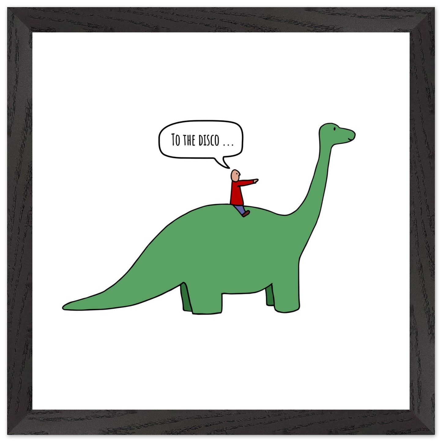 Funny Dinosaur Framed Poster, To The Disco, Dance Themed Art, Music Art, Dinosaur Art, Cartoon Decor, Ready-to-Hang, Sustainable Wood Frame, Perfect for Kids' Rooms - Rampage Design Studio