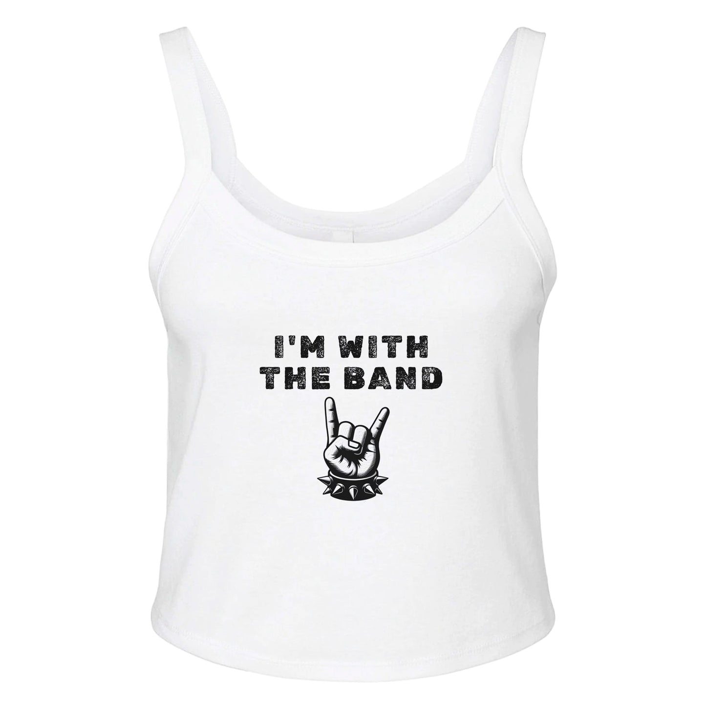 I'm With The Band Devil Hand Graphic Tank | Women's Micro Ribbed Scoop Neck Tee - Rampage Design Studio