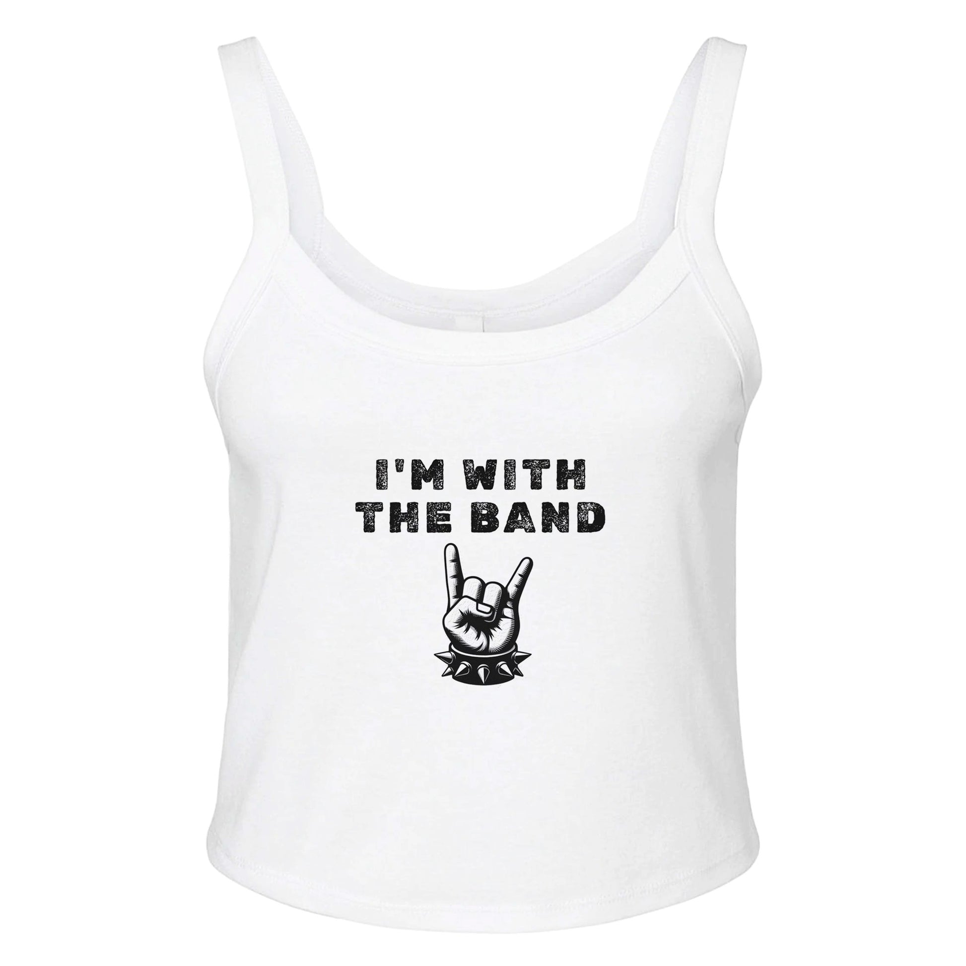 I'm With The Band Devil Hand Graphic Tank | Women's Micro Ribbed Scoop Neck Tee - Rampage Design Studio