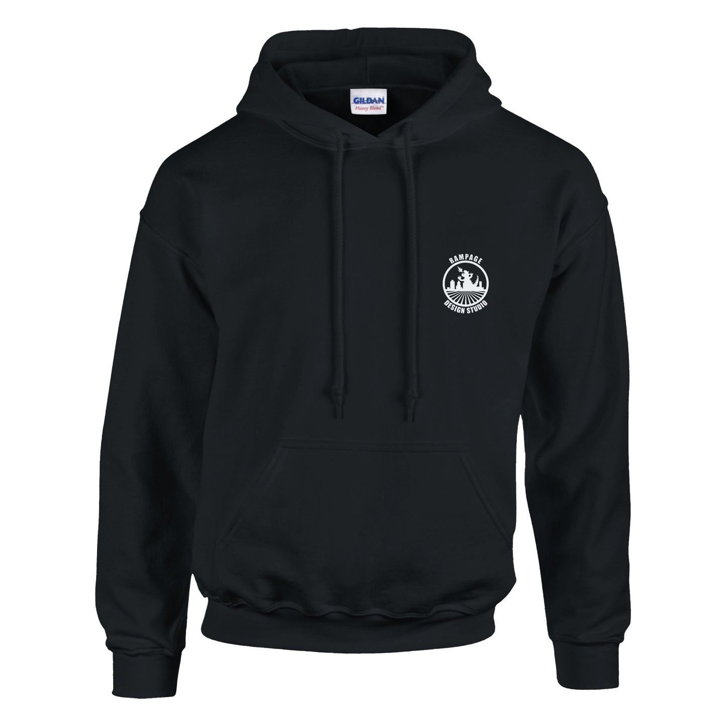 Fiery Skeleton Guitarist Hoodie – 'Shred Until Dead' Graphic, Heavy Blend Material - Rampage Design Studio