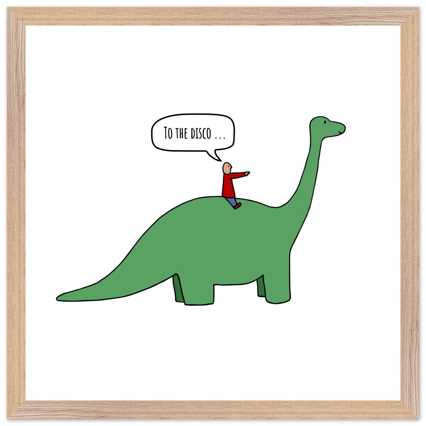 Funny Dinosaur Framed Poster, To The Disco, Dance Themed Art, Music Art, Dinosaur Art, Cartoon Decor, Ready-to-Hang, Sustainable Wood Frame, Perfect for Kids' Rooms - Rampage Design Studio