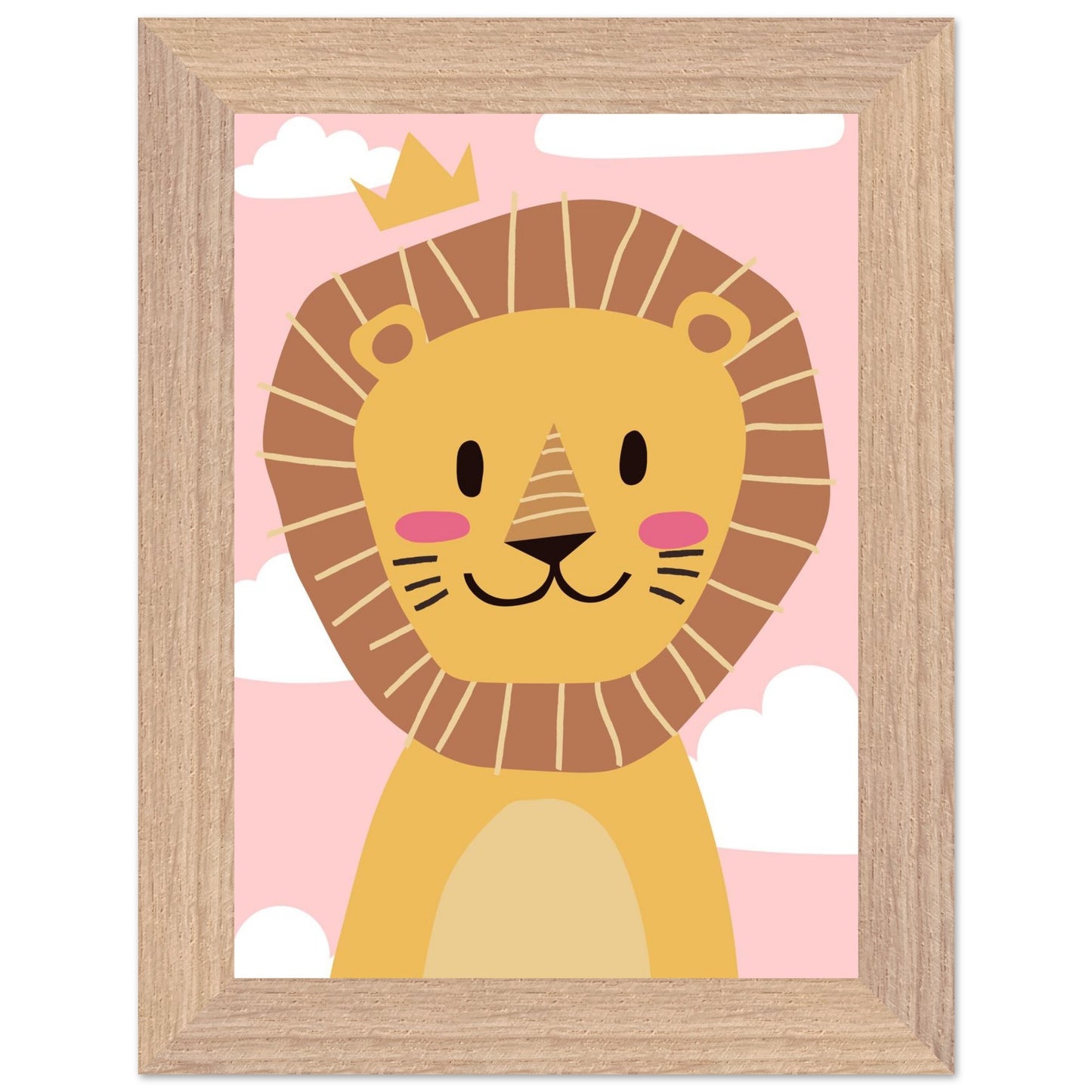 Personalised Childrens Wall Art Cute Cartoon Lion Framed Poster - Rampage Design Studio