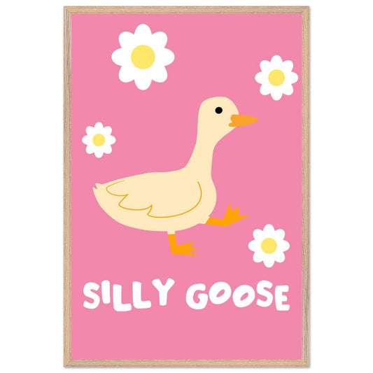 Silly Goose Wall Art – Cute Goose Print – Funny Animal Poster – Whimsical Nursery Decor – Pink Goose Illustration – Playful Gift Idea - Rampage Design Studio