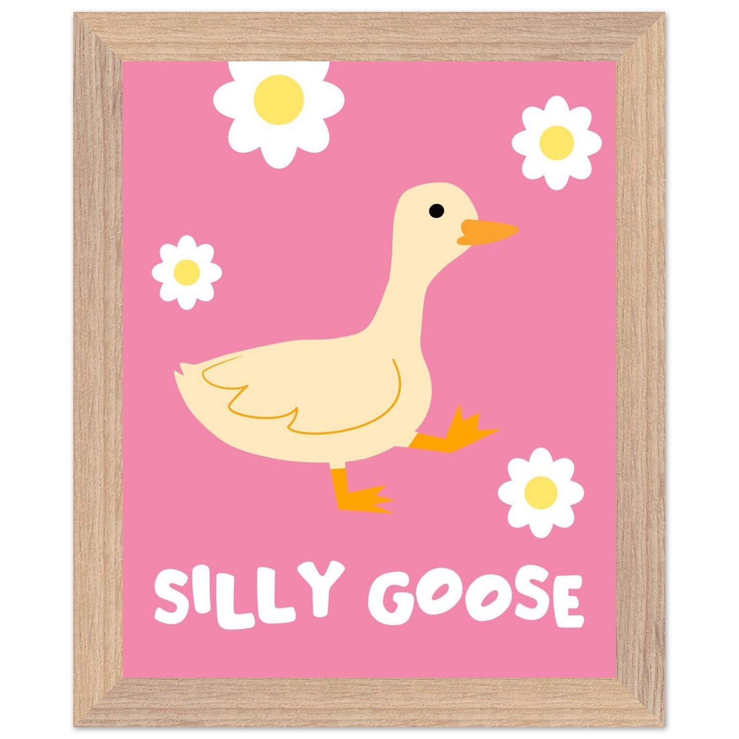 Silly Goose Wall Art – Cute Goose Print – Funny Animal Poster – Whimsical Nursery Decor – Pink Goose Illustration – Playful Gift Idea - Rampage Design Studio