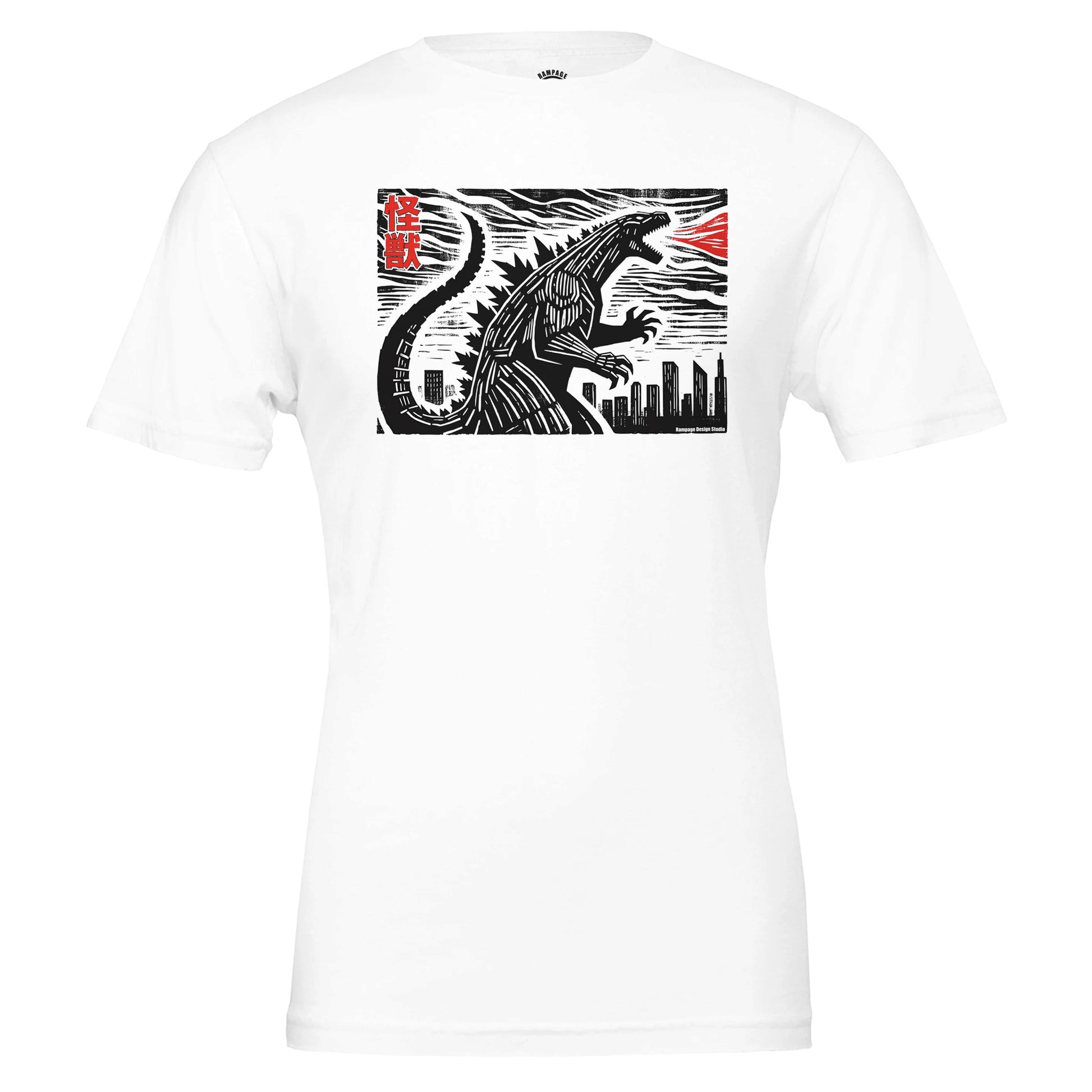 Kaiju Godzilla Graphic T-Shirt – Bold Fire Breathing Design | Unisex Cotton Tee - Rampage Design Studio