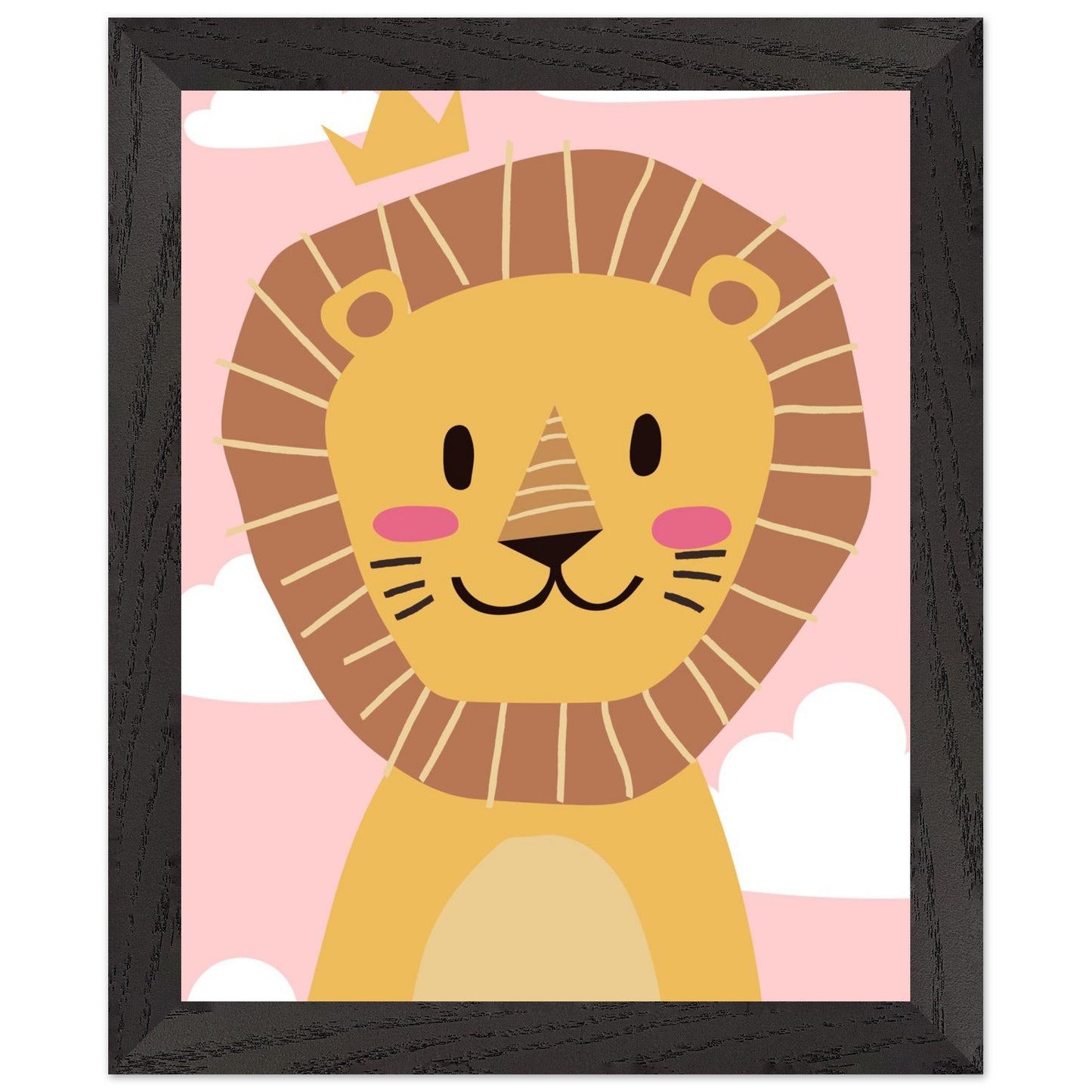 Personalised Childrens Wall Art Cute Cartoon Lion Framed Poster - Rampage Design Studio