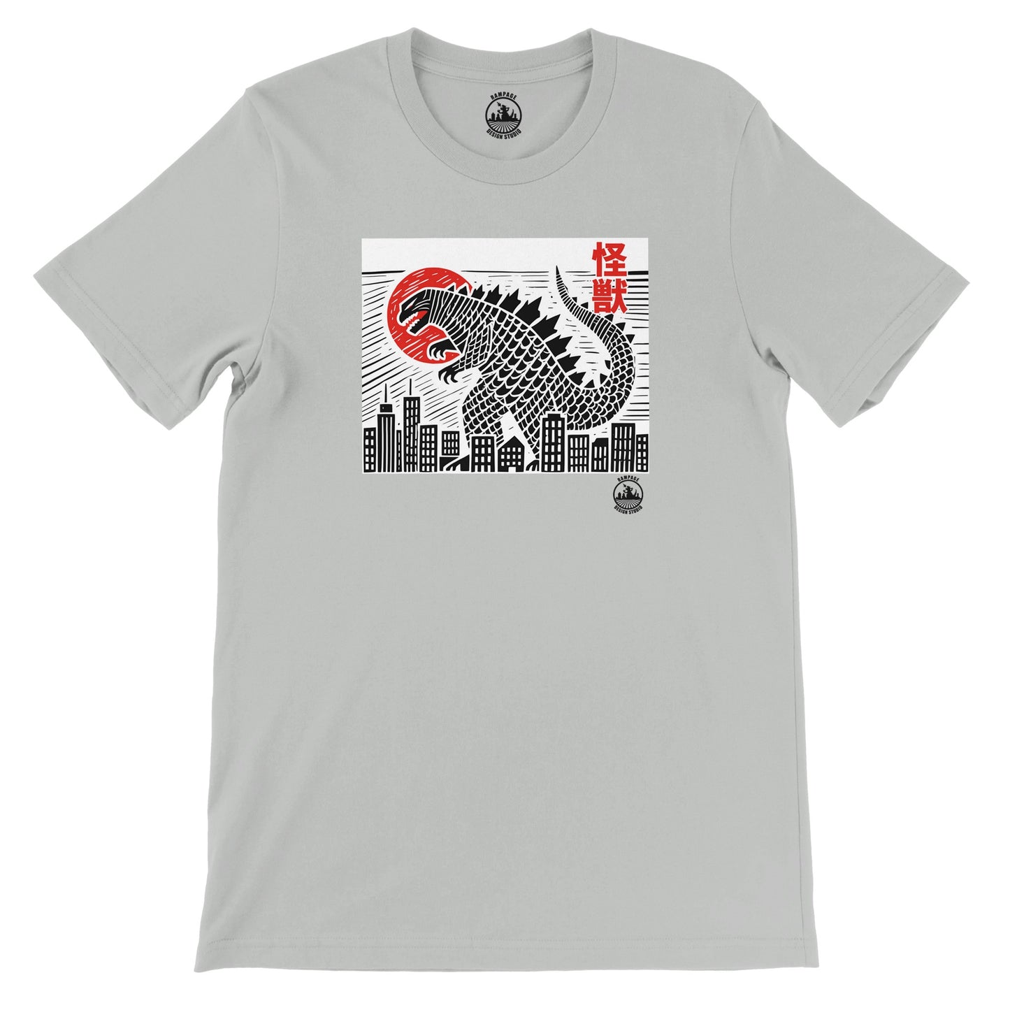Japanese Style Kaiju Godzilla T-Shirt – Soft Cotton, DTG Print Ready, Unisex Fit - Rampage Design Studio