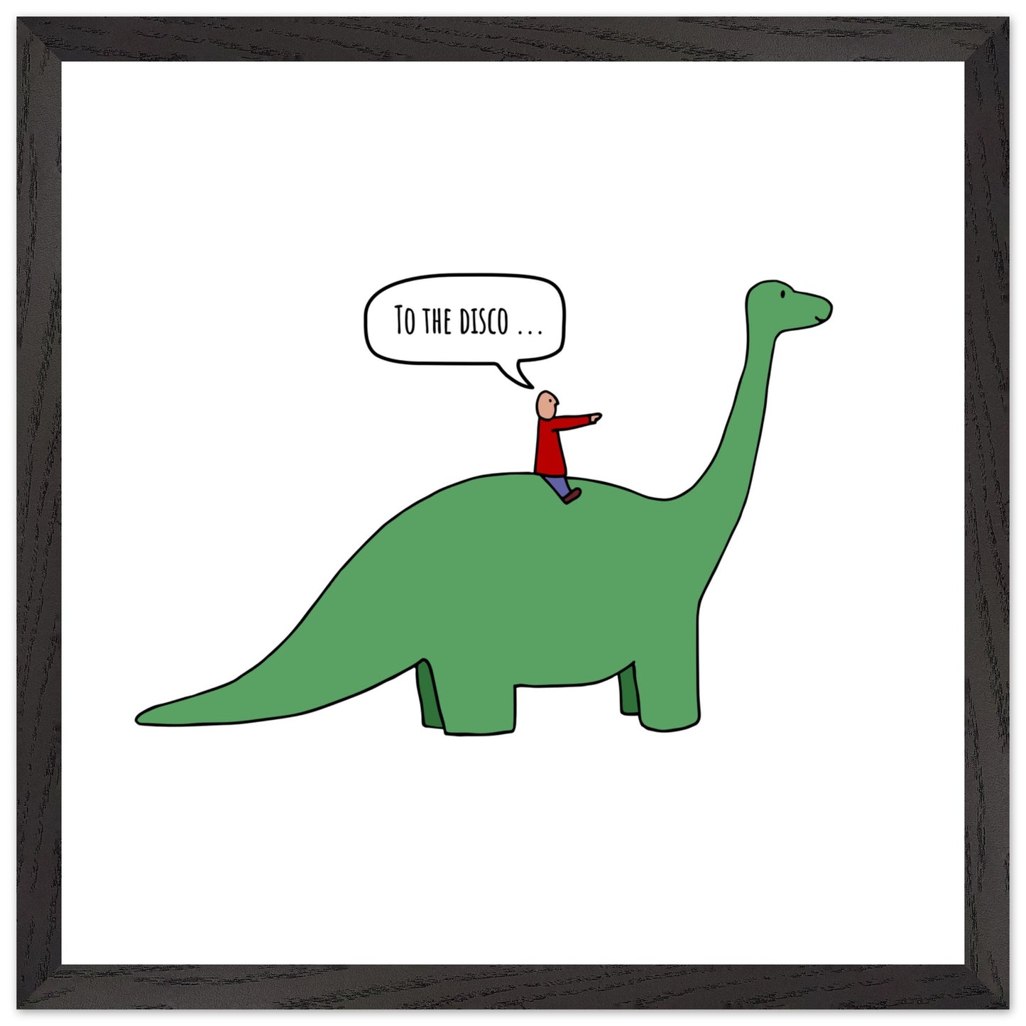 Funny Dinosaur Framed Poster, To The Disco, Dance Themed Art, Music Art, Dinosaur Art, Cartoon Decor, Ready-to-Hang, Sustainable Wood Frame, Perfect for Kids' Rooms - Rampage Design Studio