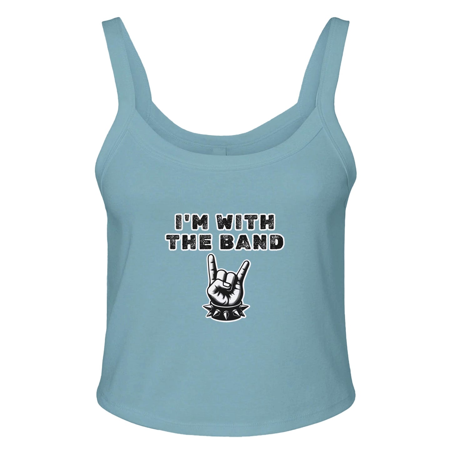 I'm With The Band Devil Hand Graphic Tank | Women's Micro Ribbed Scoop Neck Tee - Rampage Design Studio