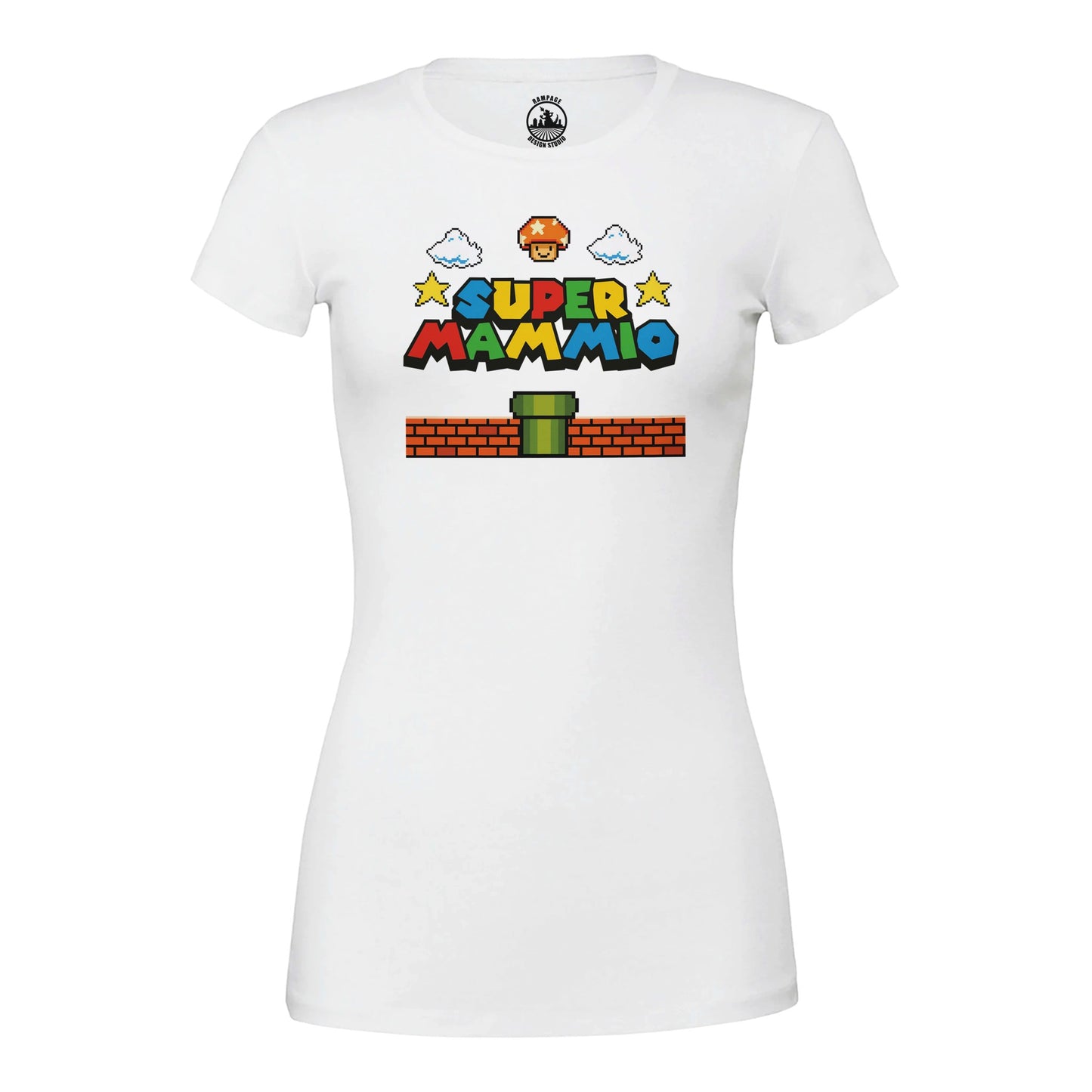 Super Mammio Retro Gaming T-Shirt, Super Mario inspired, Mothers Day Gift, Colourful Gift for Mom, Nostalgic Design for Gaming Moms - Rampage Design Studio